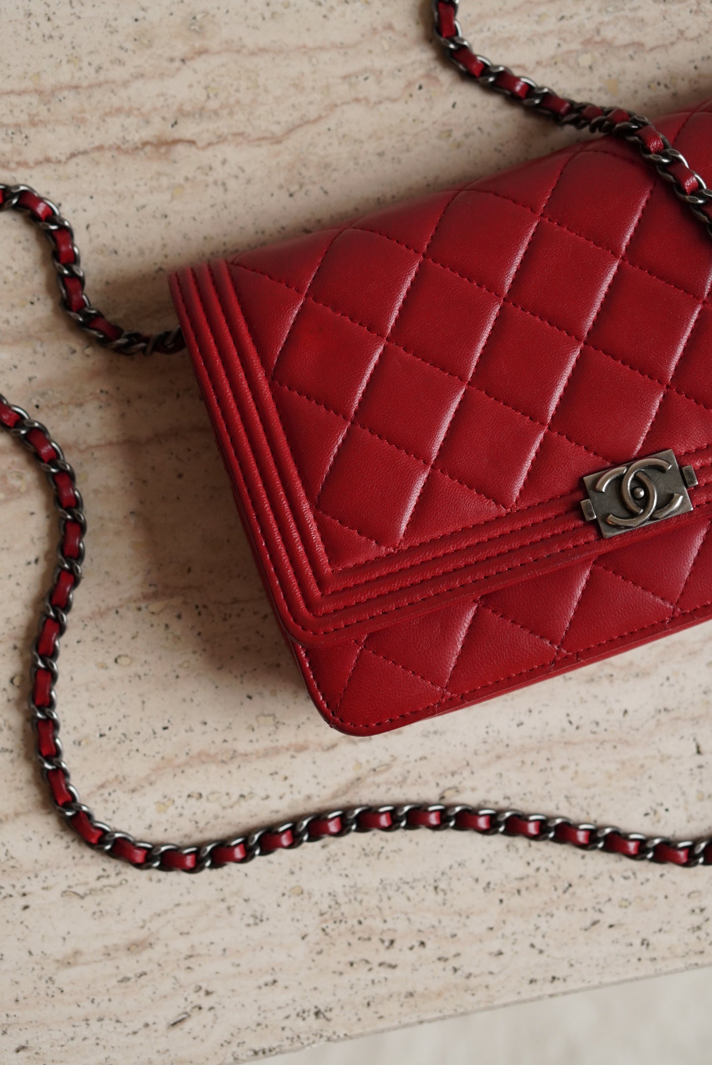 CHANEL BOY WALLET ON CHAIN