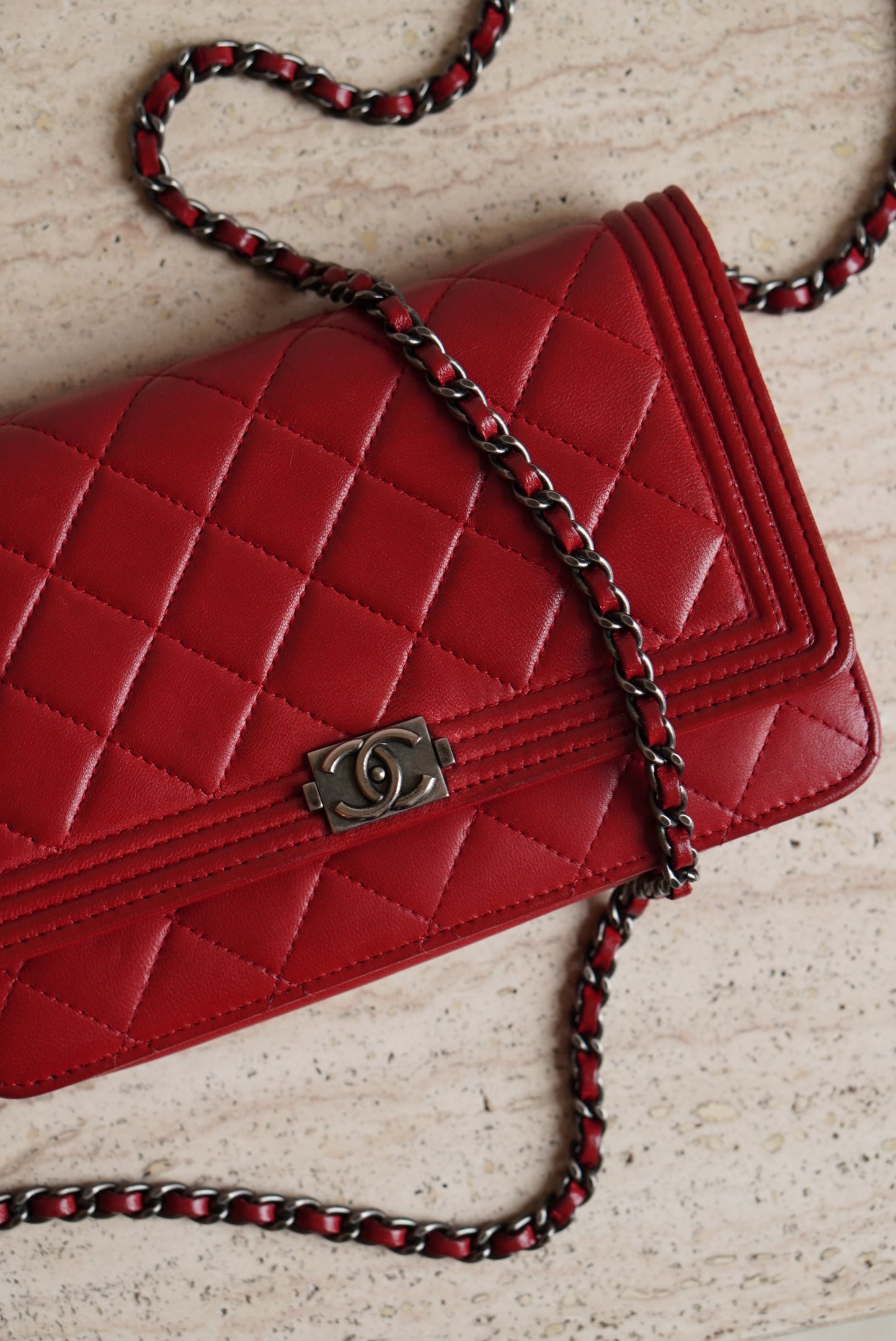 CHANEL BOY WALLET ON CHAIN