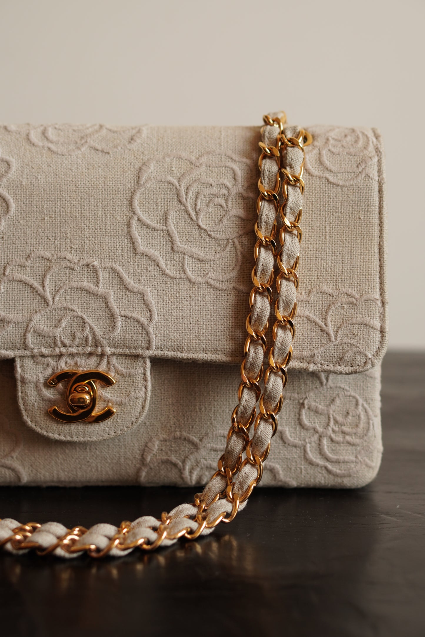 CHANEL CLASSIC CAMELLIA MEDIUM DOUBLE FLAP
