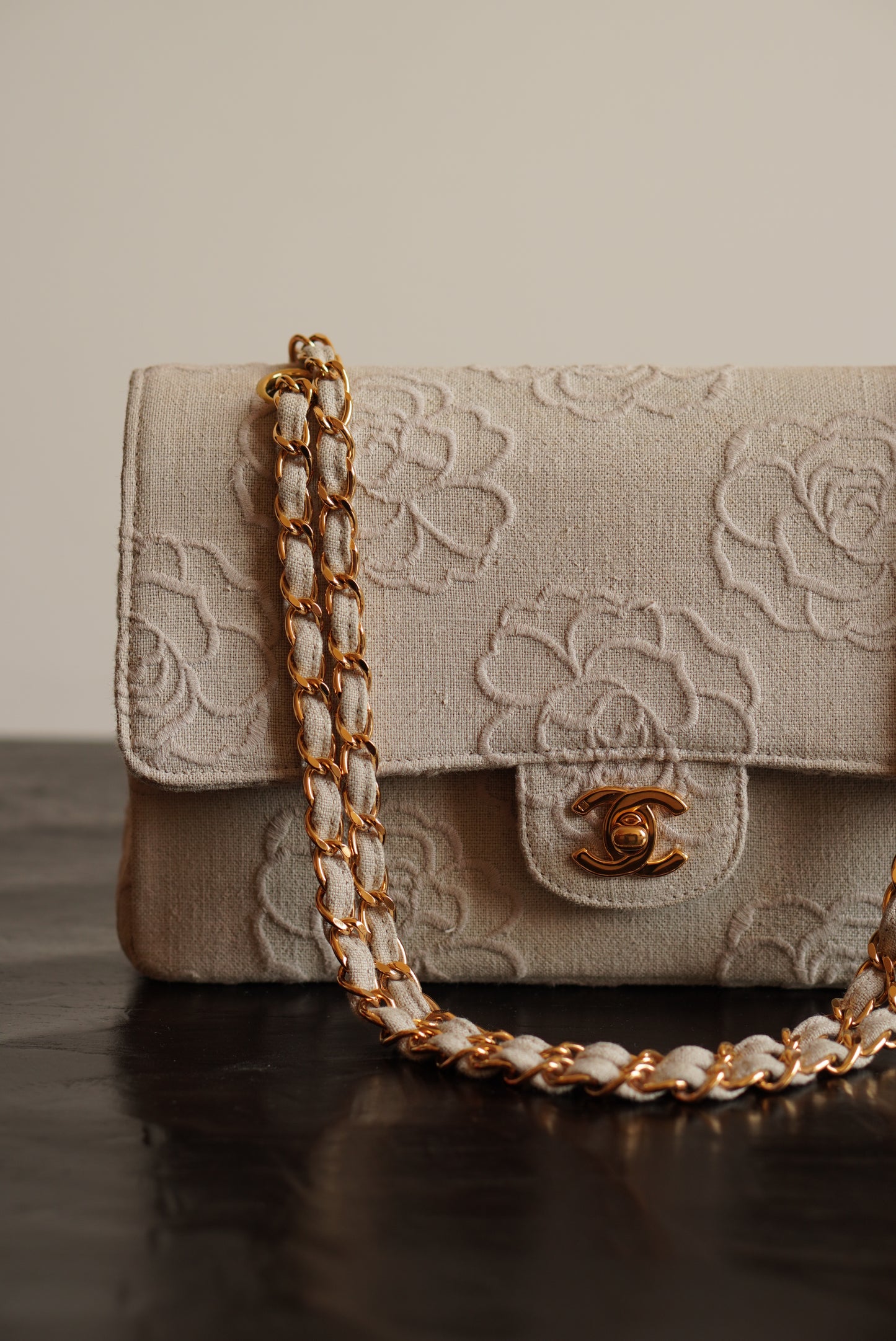 CHANEL CLASSIC CAMELLIA MEDIUM DOUBLE FLAP