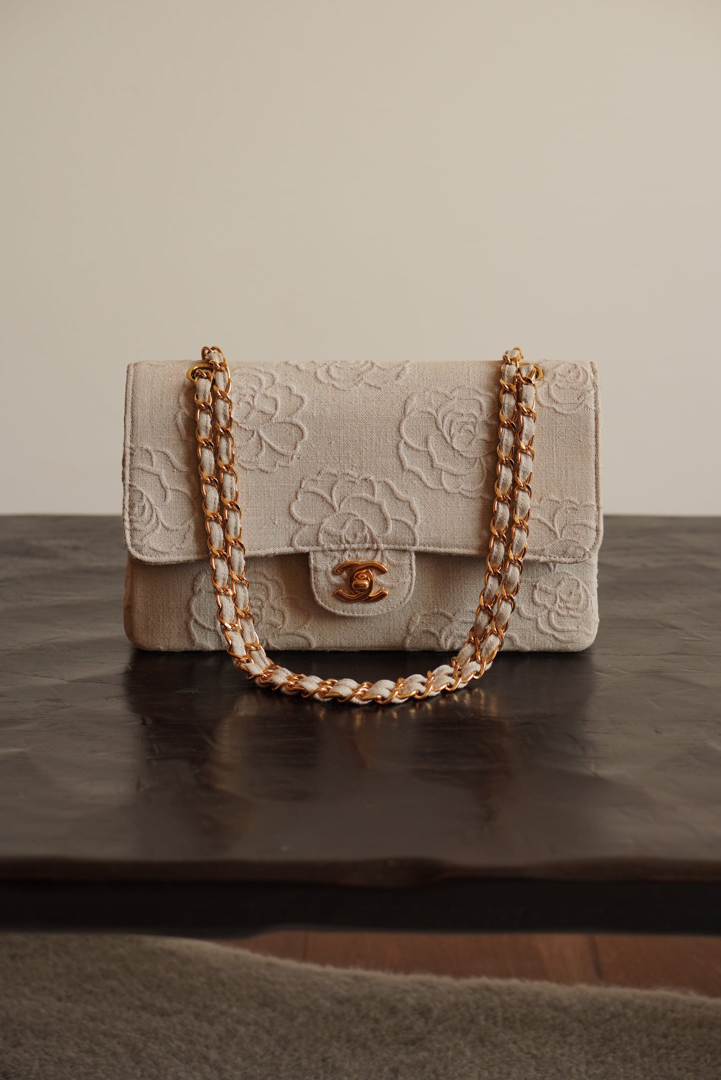 CHANEL CLASSIC CAMELLIA MEDIUM DOUBLE FLAP