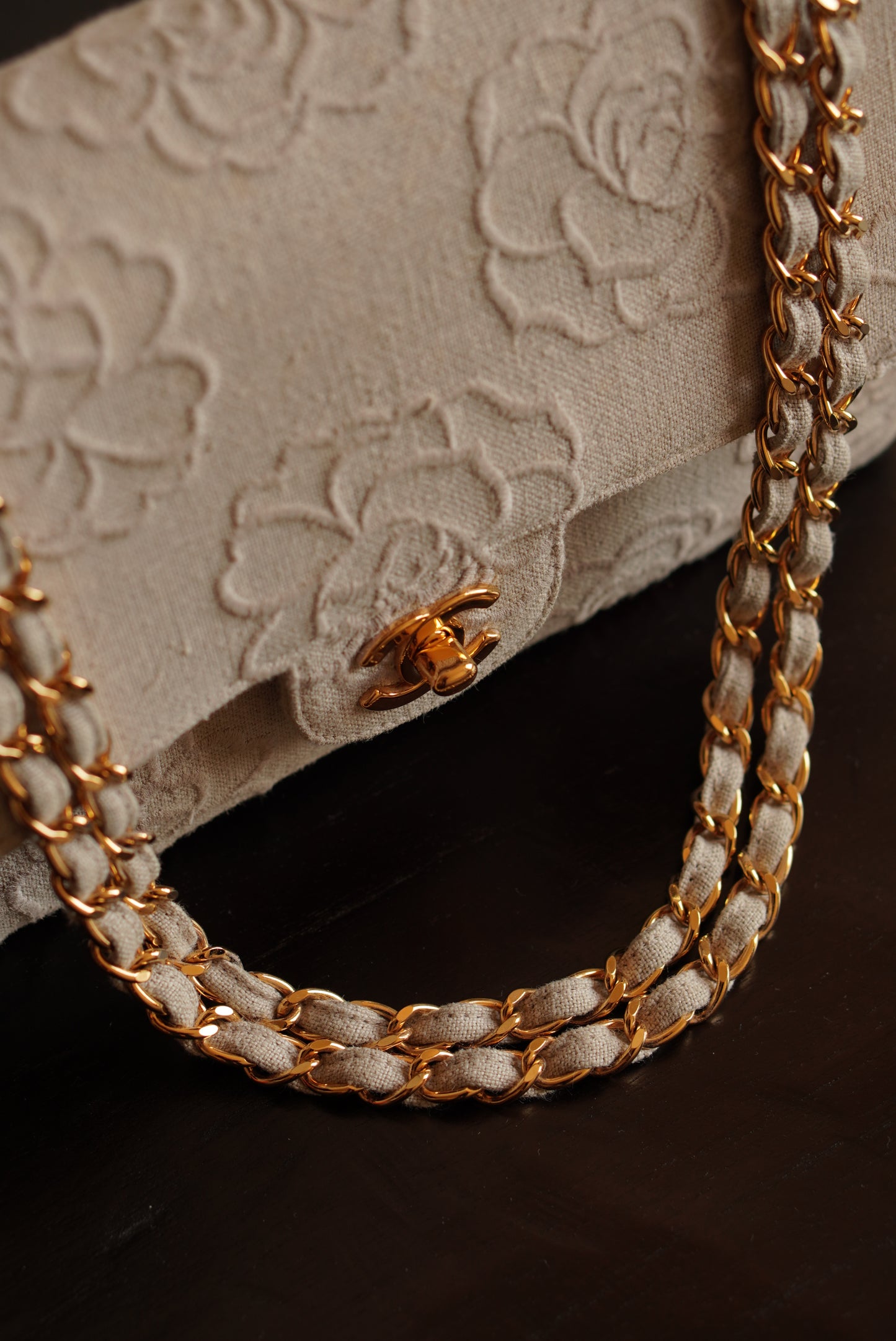 CHANEL CLASSIC CAMELLIA MEDIUM DOUBLE FLAP
