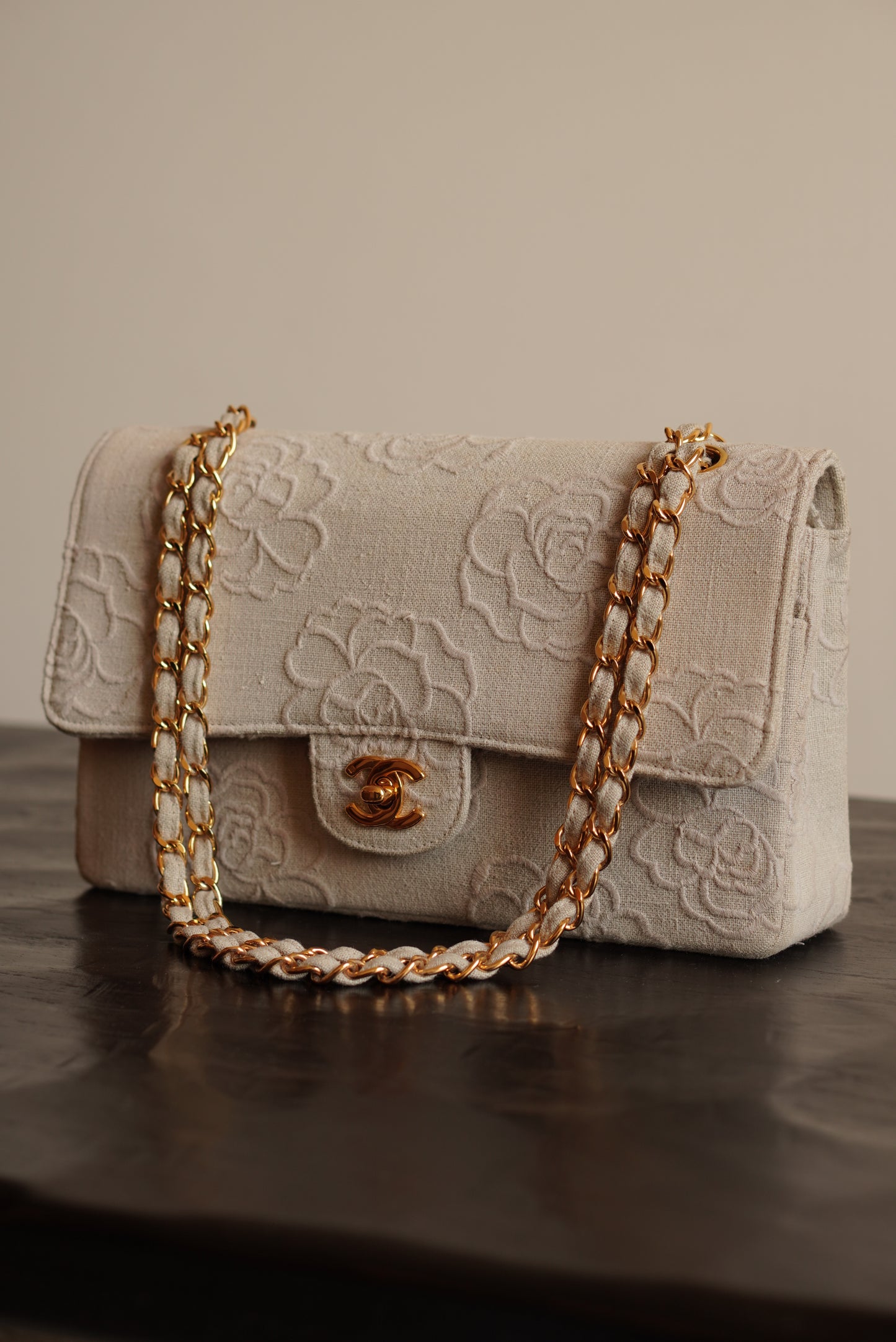CHANEL CLASSIC CAMELLIA MEDIUM DOUBLE FLAP