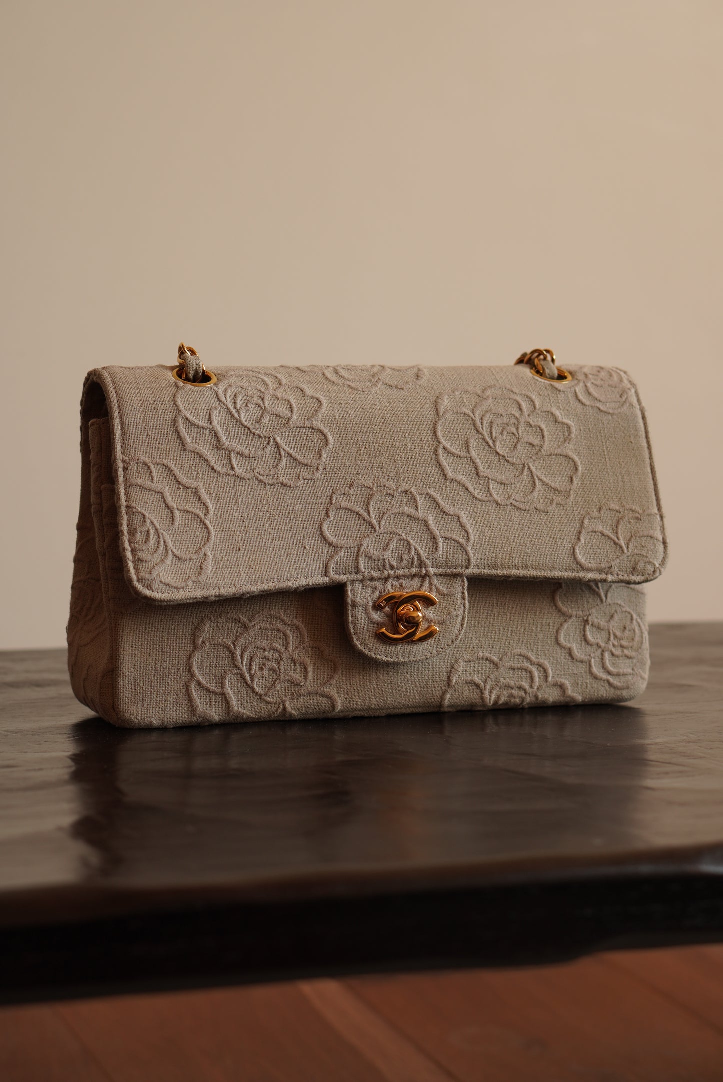 CHANEL CLASSIC CAMELLIA MEDIUM DOUBLE FLAP