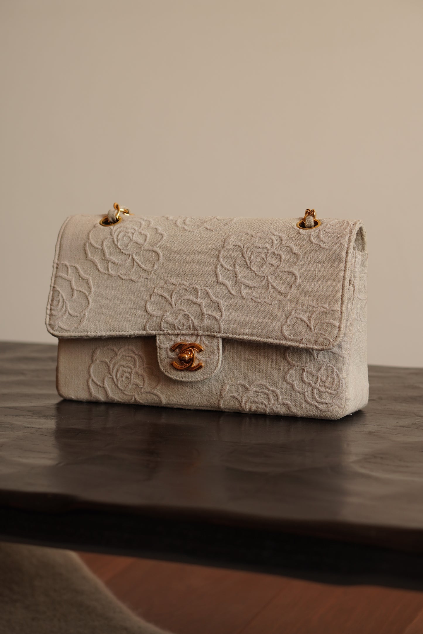 CHANEL CLASSIC CAMELLIA MEDIUM DOUBLE FLAP