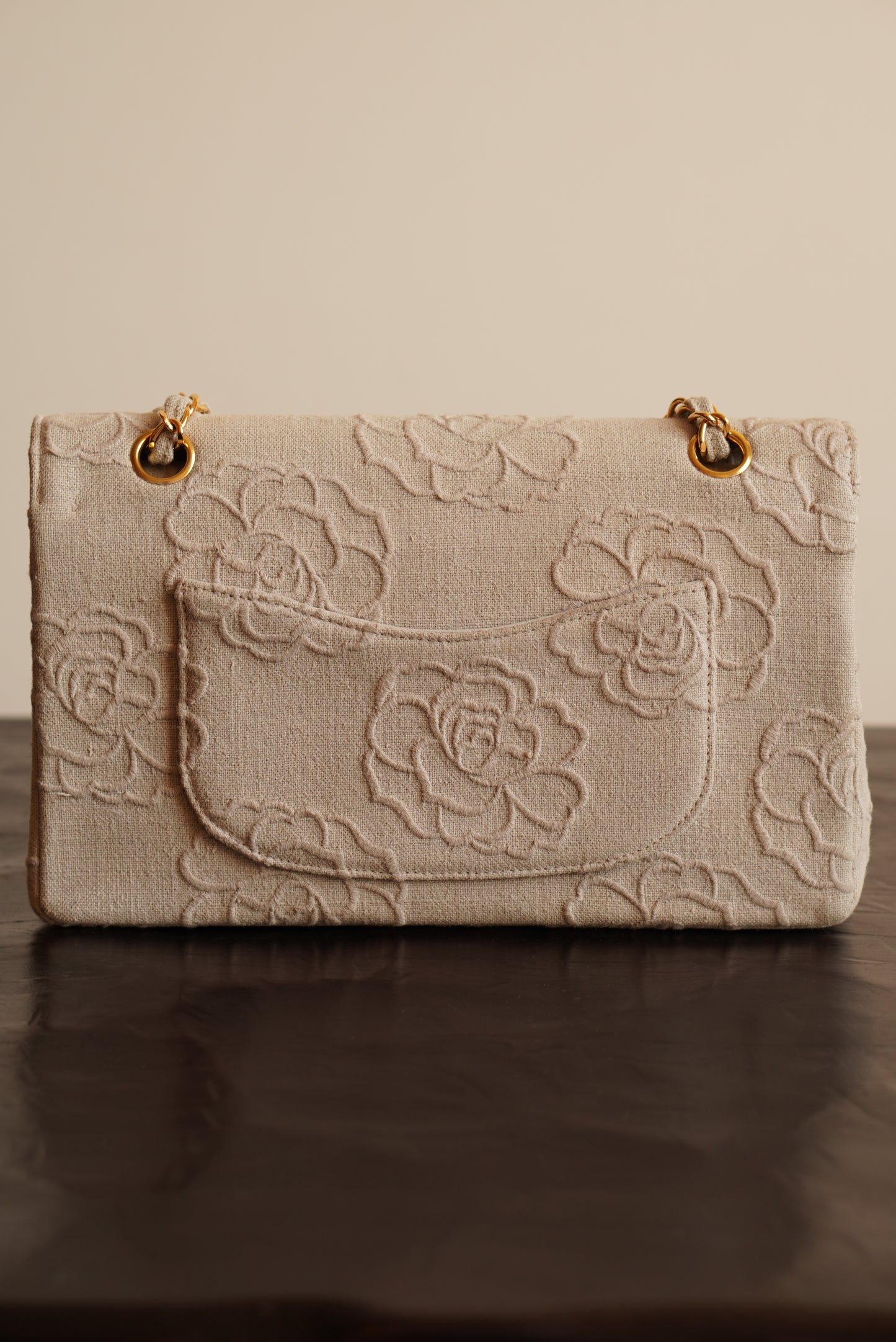 CHANEL CLASSIC CAMELLIA MEDIUM DOUBLE FLAP