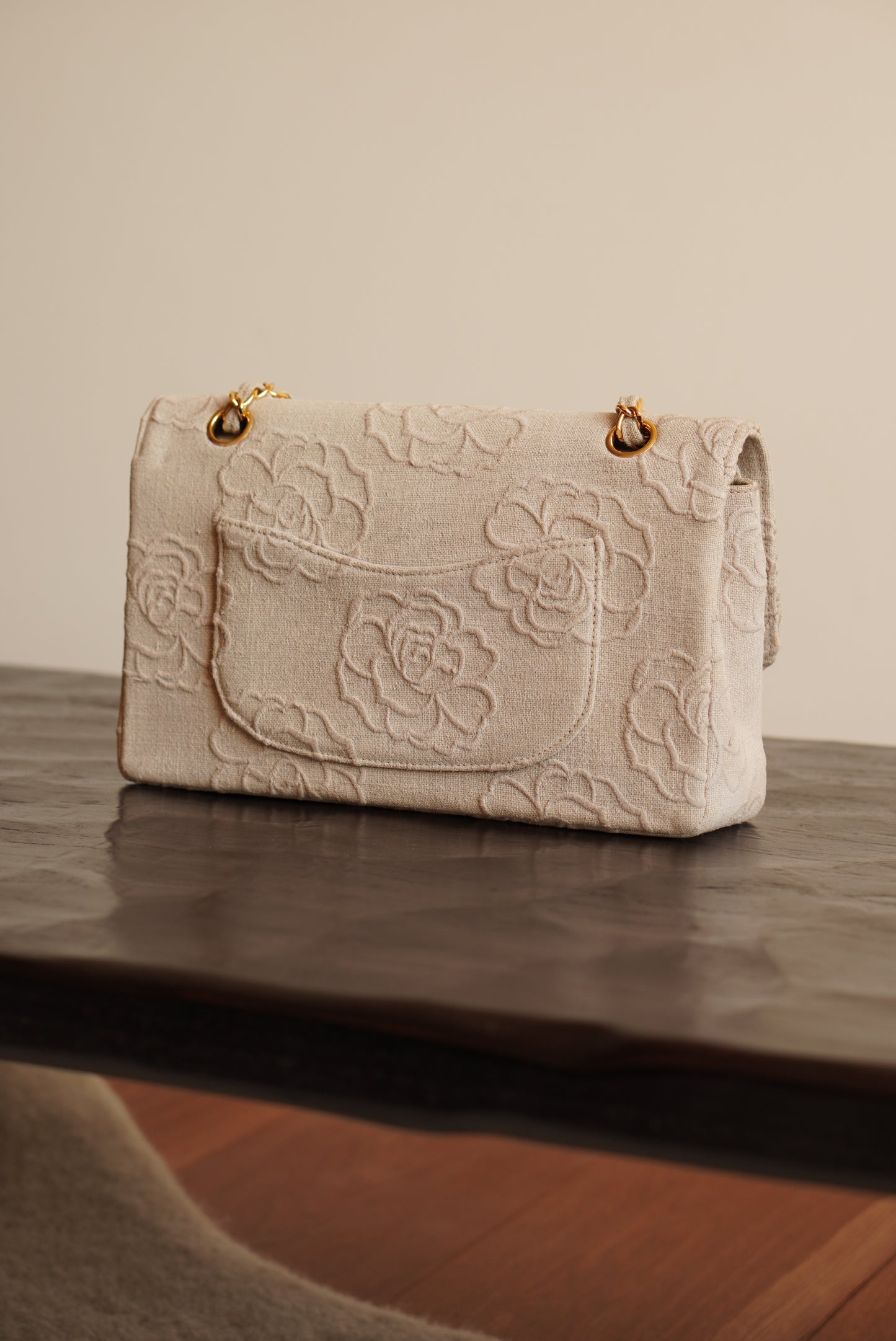 CHANEL CLASSIC CAMELLIA MEDIUM DOUBLE FLAP
