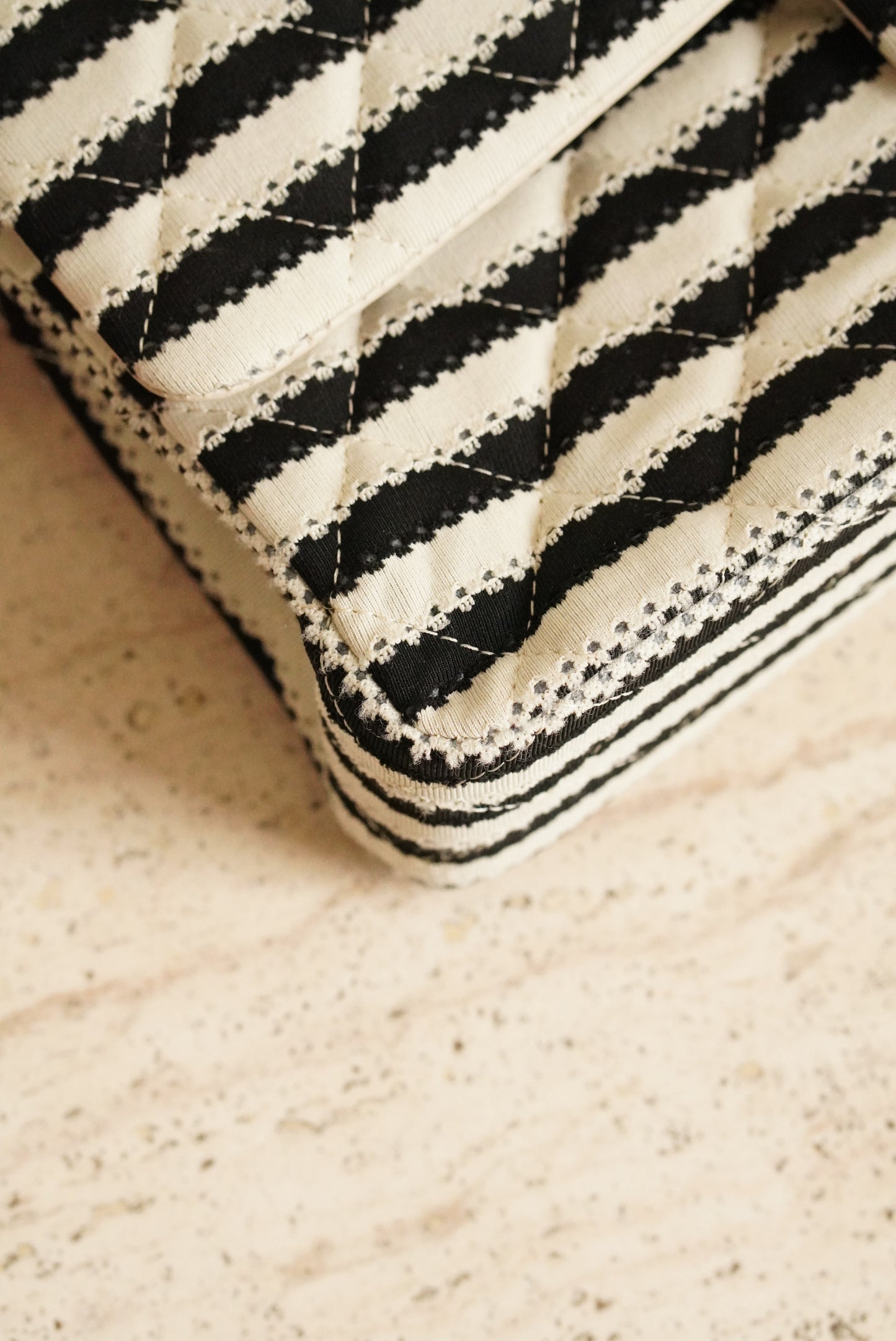 CHANEL CLASSIC COCO SAILOR MEDIUM DOUBLE FLAP | BLACK STRIPED