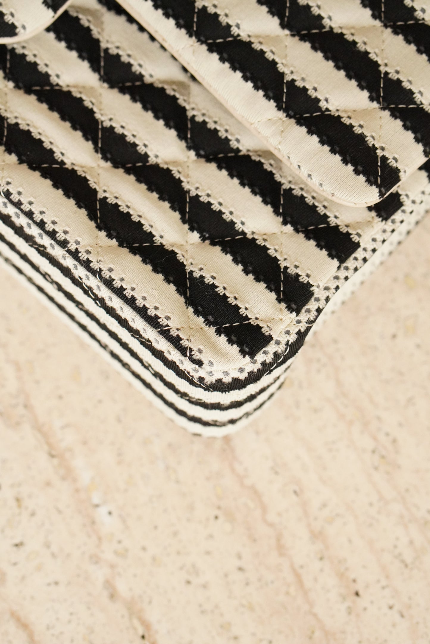 CHANEL CLASSIC COCO SAILOR MEDIUM DOUBLE FLAP | BLACK STRIPED