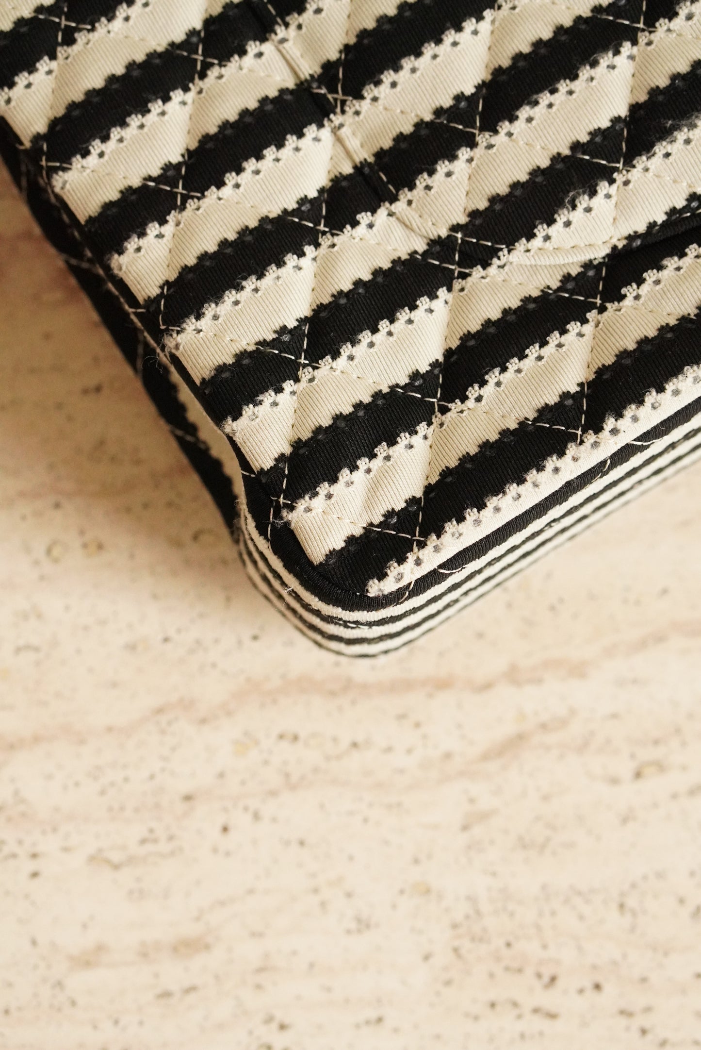 CHANEL CLASSIC COCO SAILOR MEDIUM DOUBLE FLAP | BLACK STRIPED