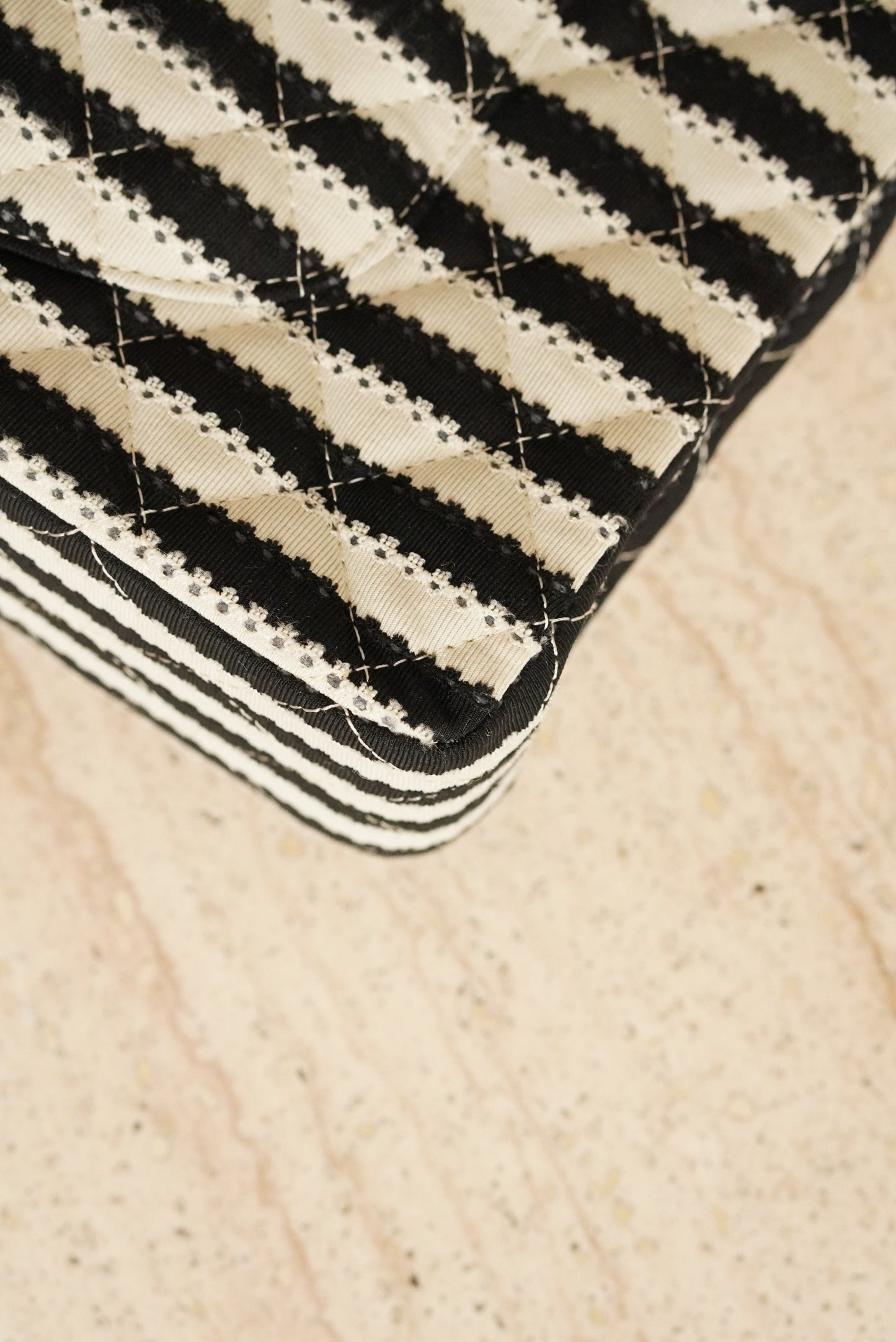 CHANEL CLASSIC COCO SAILOR MEDIUM DOUBLE FLAP | BLACK STRIPED