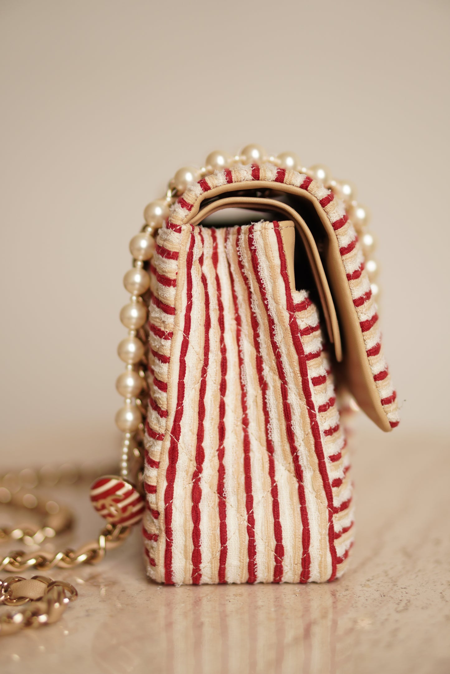 CHANEL CLASSIC COCO SAILOR MEDIUM DOUBLE FLAP | RED STRIPED
