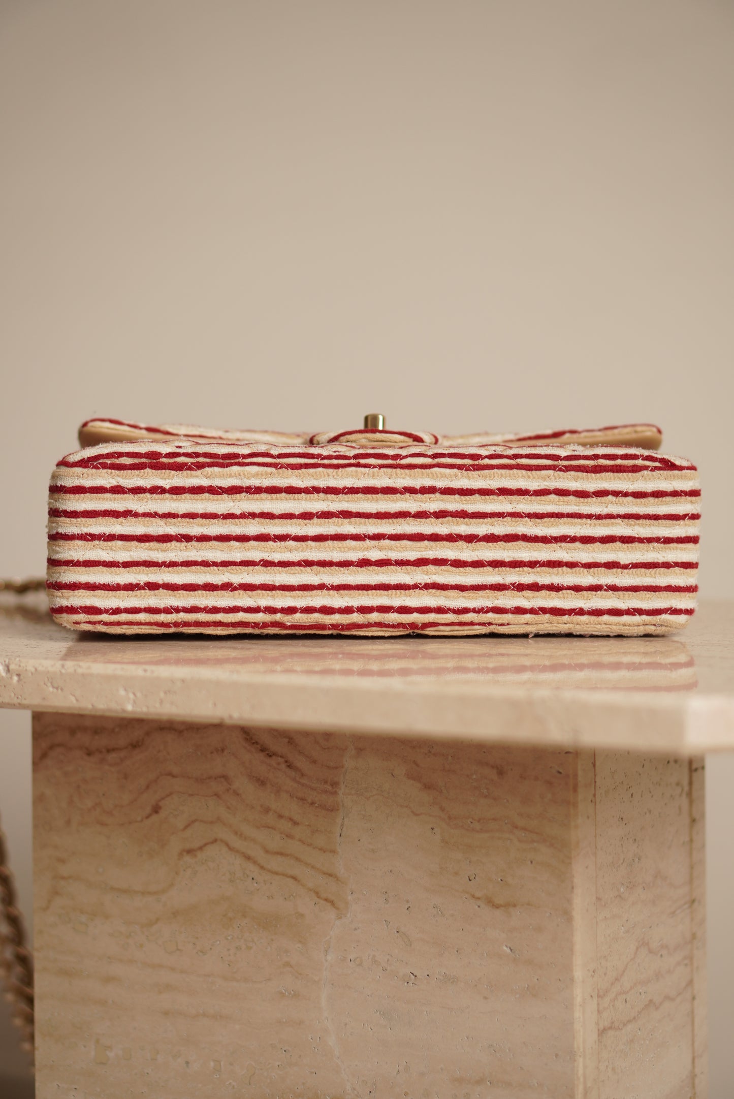 CHANEL CLASSIC COCO SAILOR MEDIUM DOUBLE FLAP | RED STRIPED