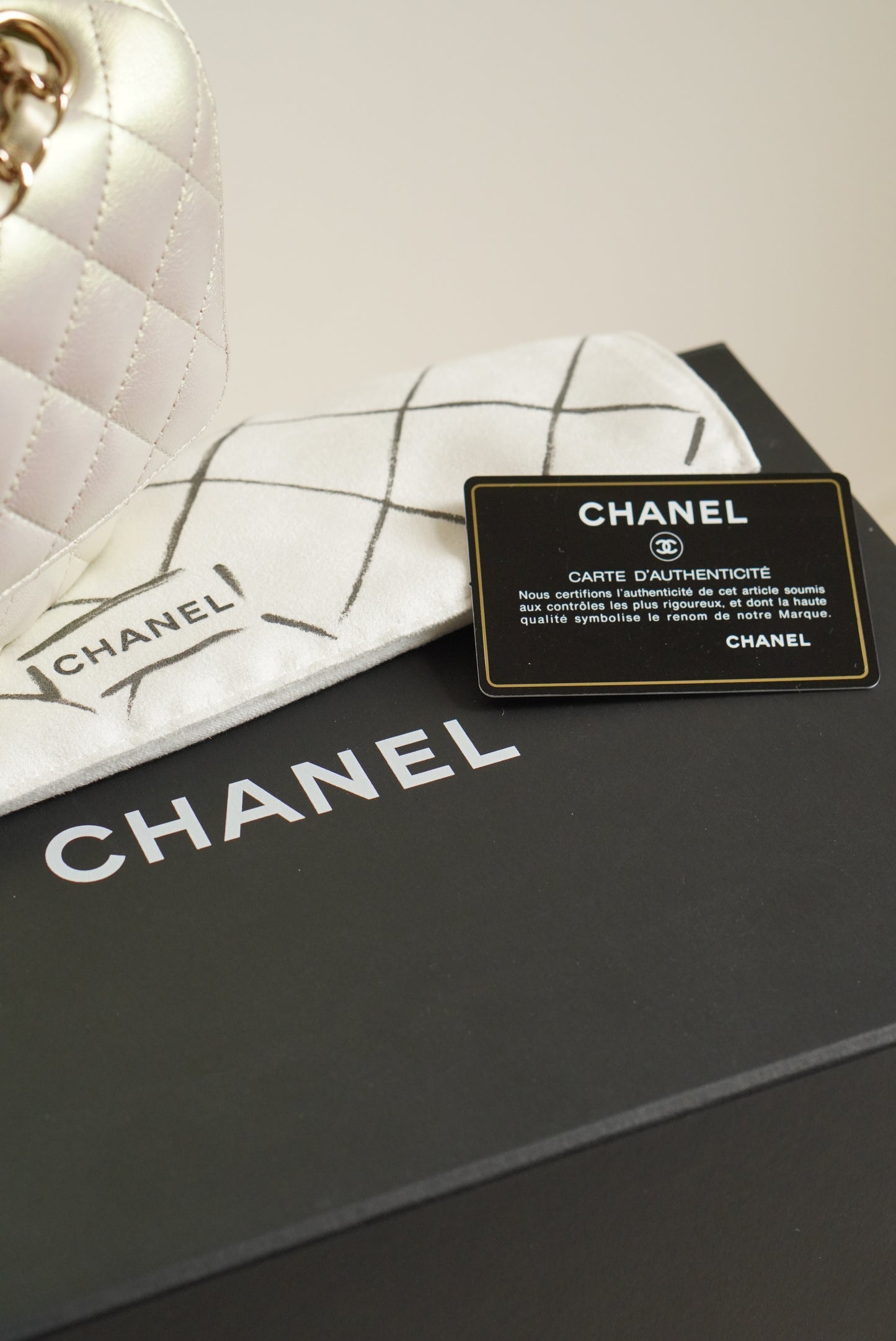 CHANEL CLASSIC MEDIUM DOUBLE FLAP | IRIDESCENT IVORY