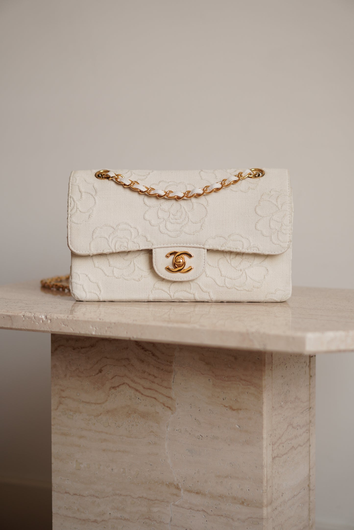 CHANEL CLASSIC CAMELLIA SMALL DOUBLE FLAP