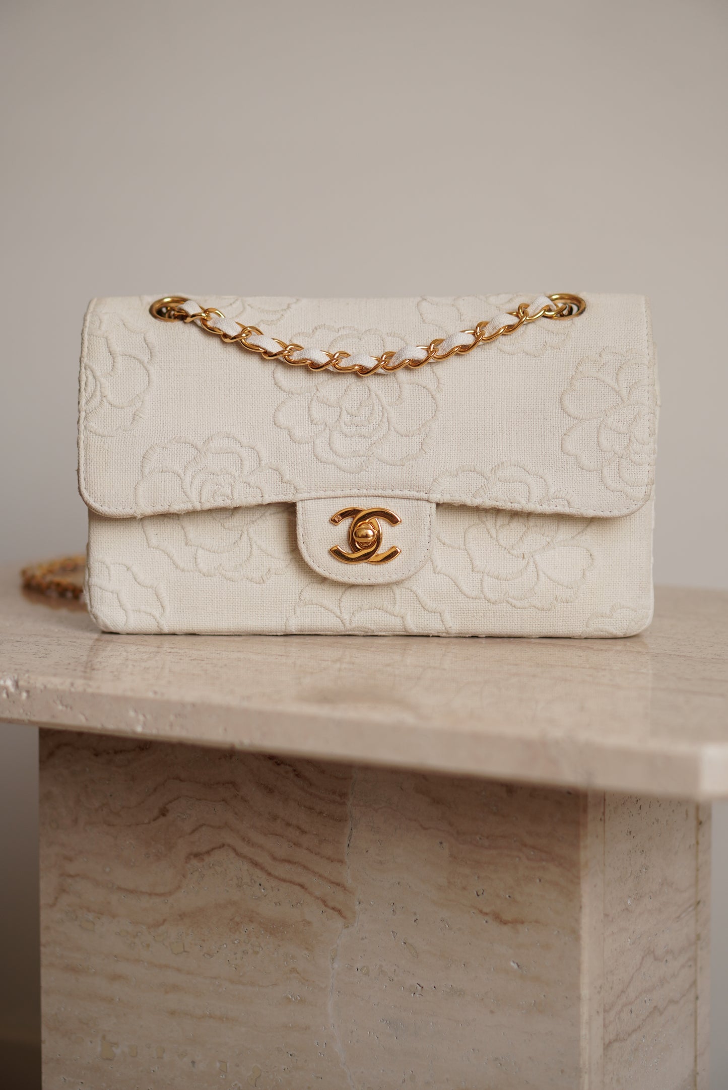 CHANEL CLASSIC CAMELLIA SMALL DOUBLE FLAP
