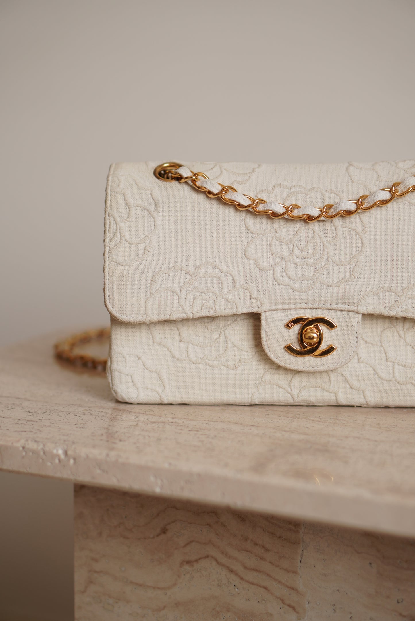 CHANEL CLASSIC CAMELLIA SMALL DOUBLE FLAP