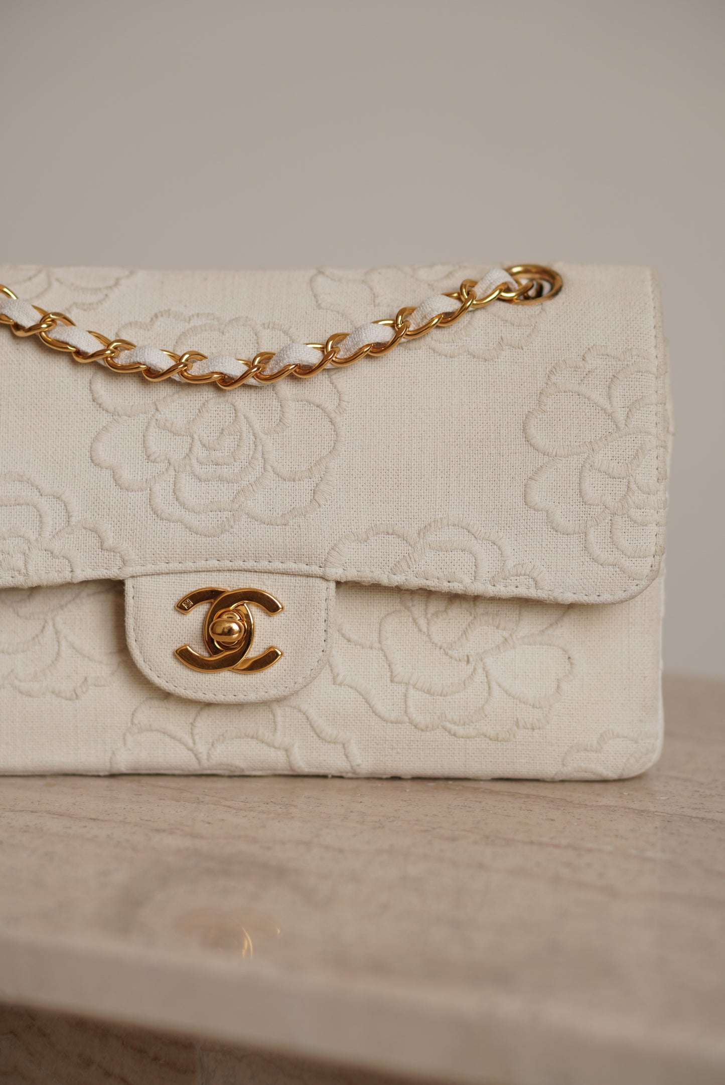 CHANEL CLASSIC CAMELLIA SMALL DOUBLE FLAP