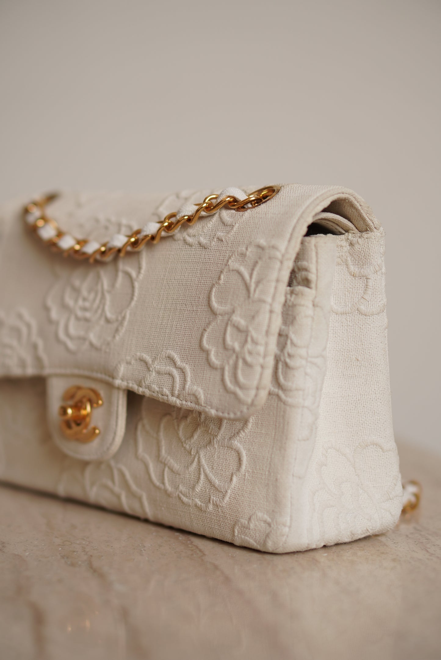 CHANEL CLASSIC CAMELLIA SMALL DOUBLE FLAP