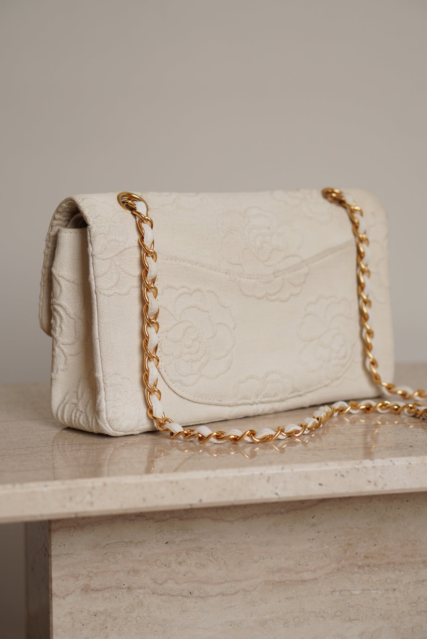 CHANEL CLASSIC CAMELLIA SMALL DOUBLE FLAP