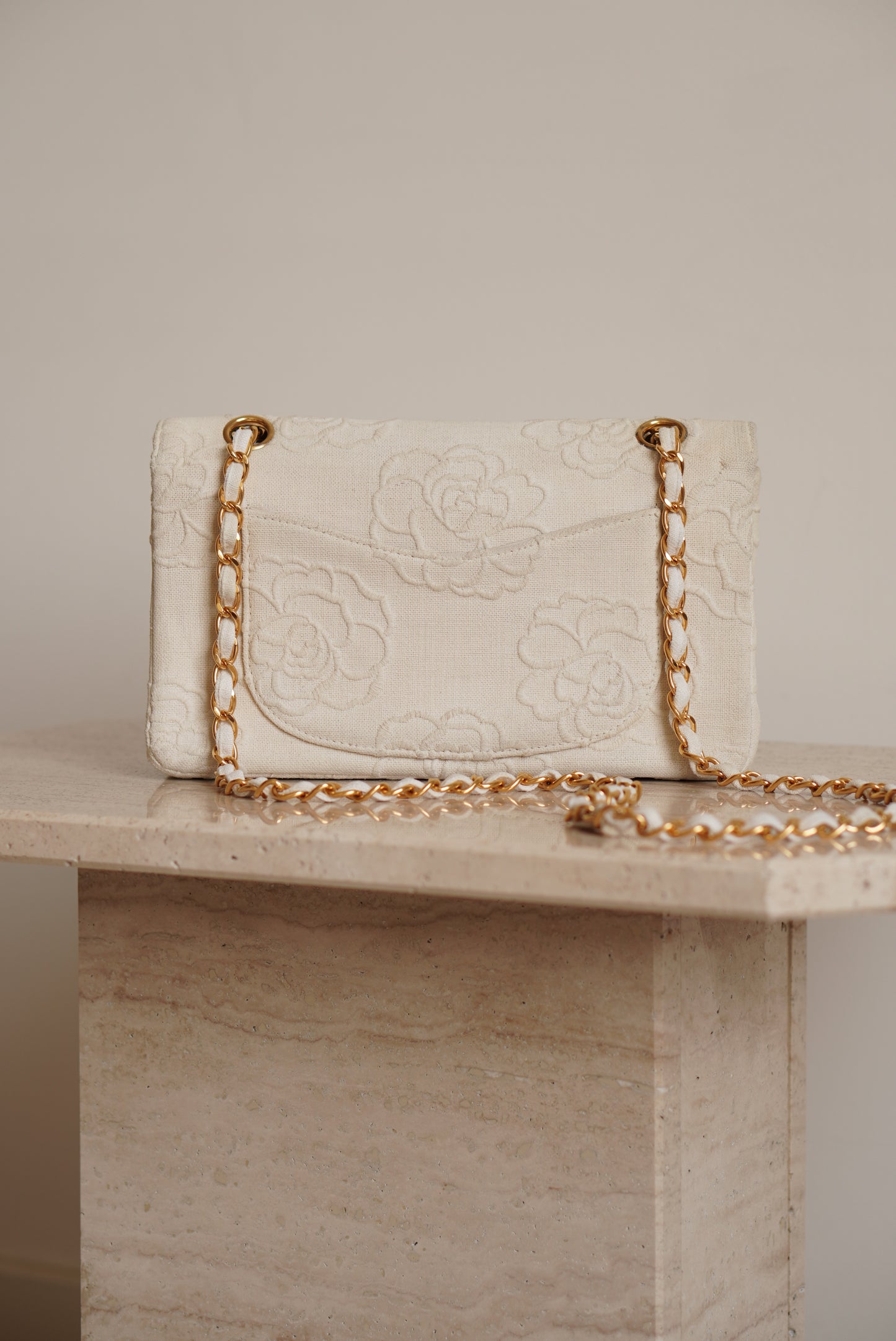 CHANEL CLASSIC CAMELLIA SMALL DOUBLE FLAP
