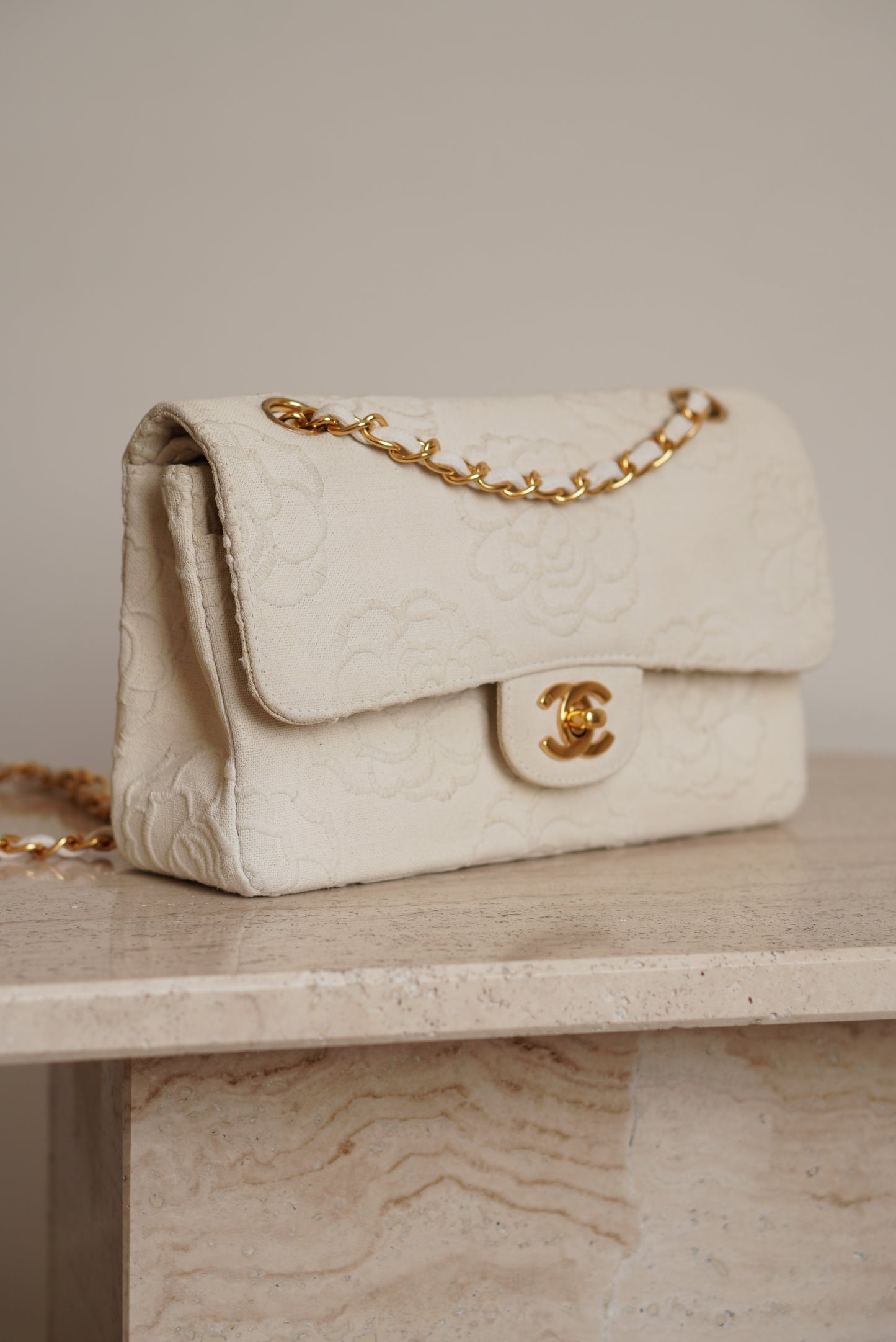 CHANEL CLASSIC CAMELLIA SMALL DOUBLE FLAP