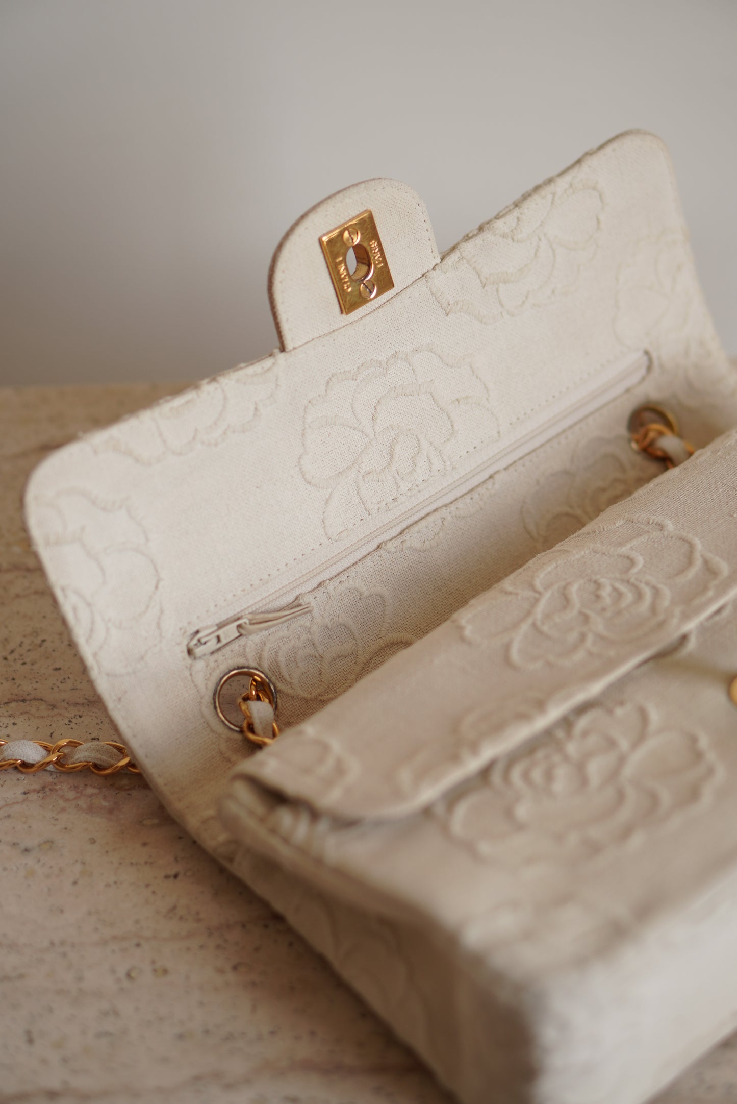 CHANEL CLASSIC CAMELLIA SMALL DOUBLE FLAP
