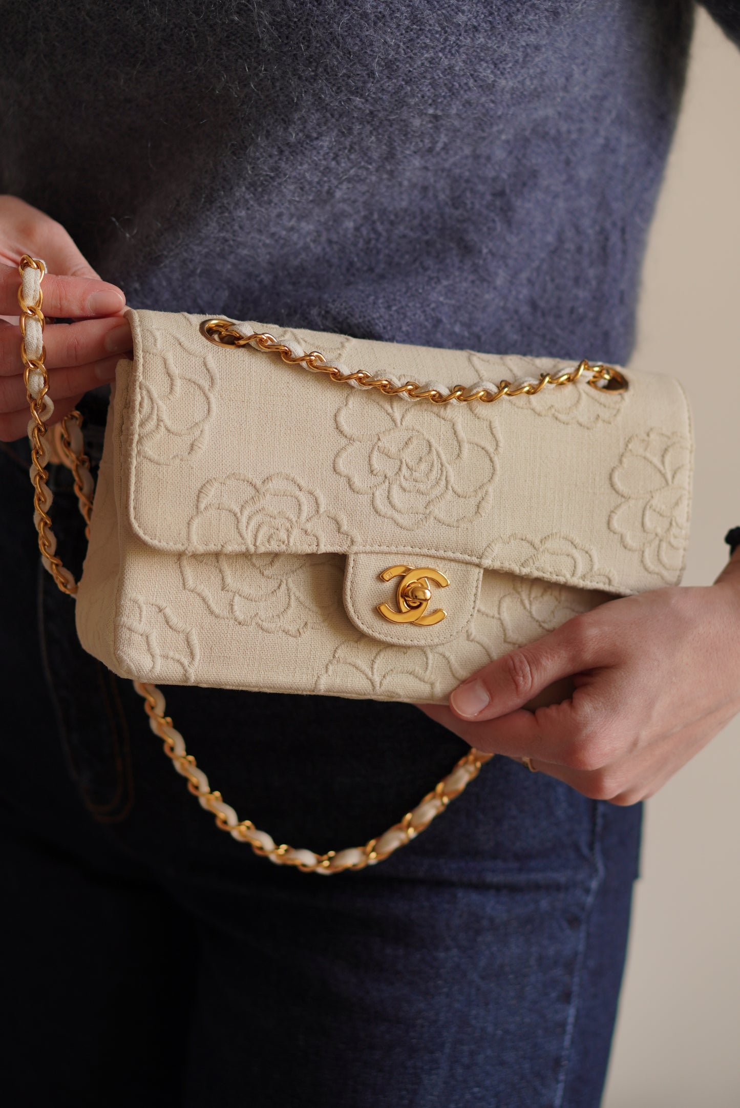 CHANEL CLASSIC CAMELLIA SMALL DOUBLE FLAP
