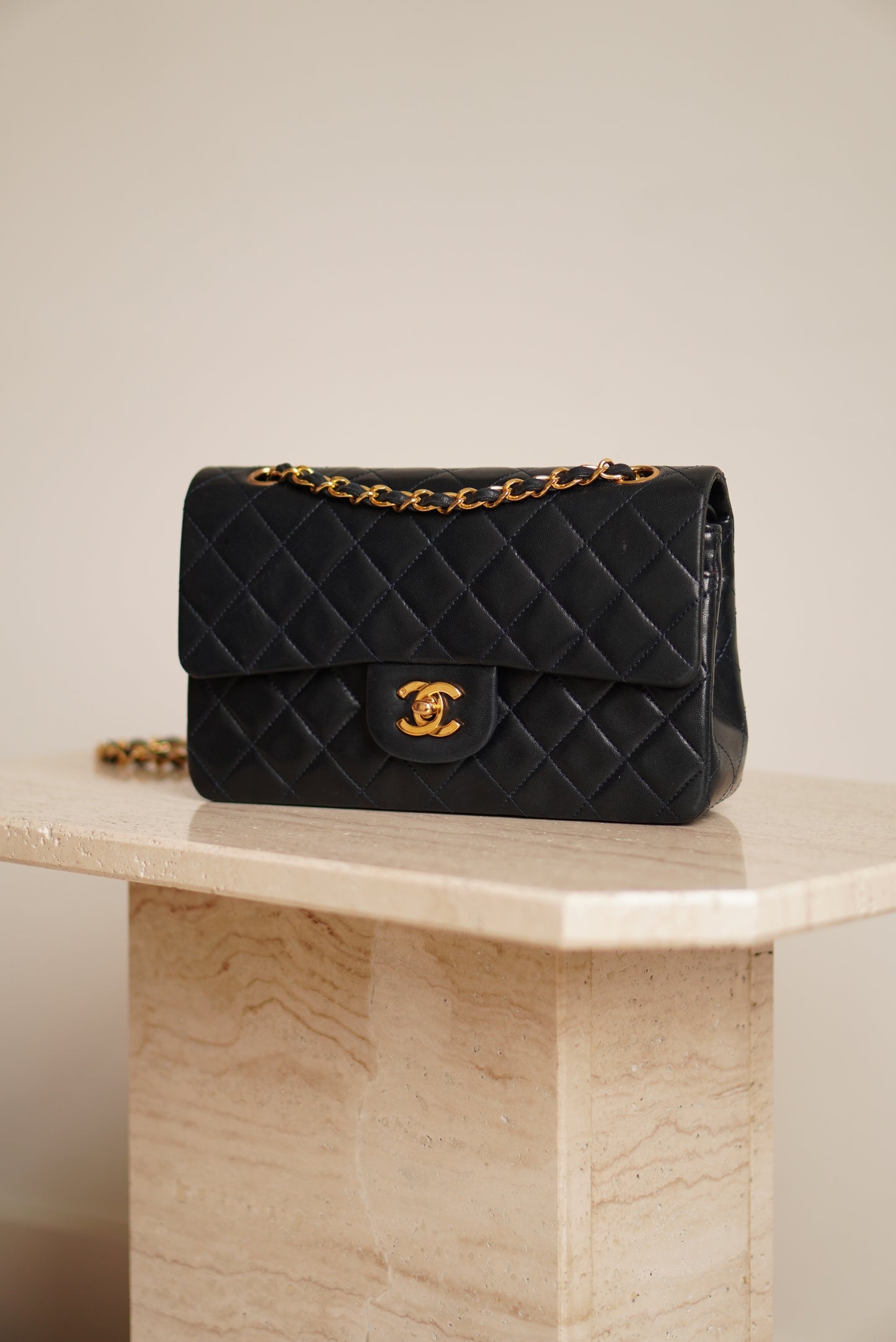 CHANEL CLASSIC SMALL DOUBLE FLAP | NAVY BLUE