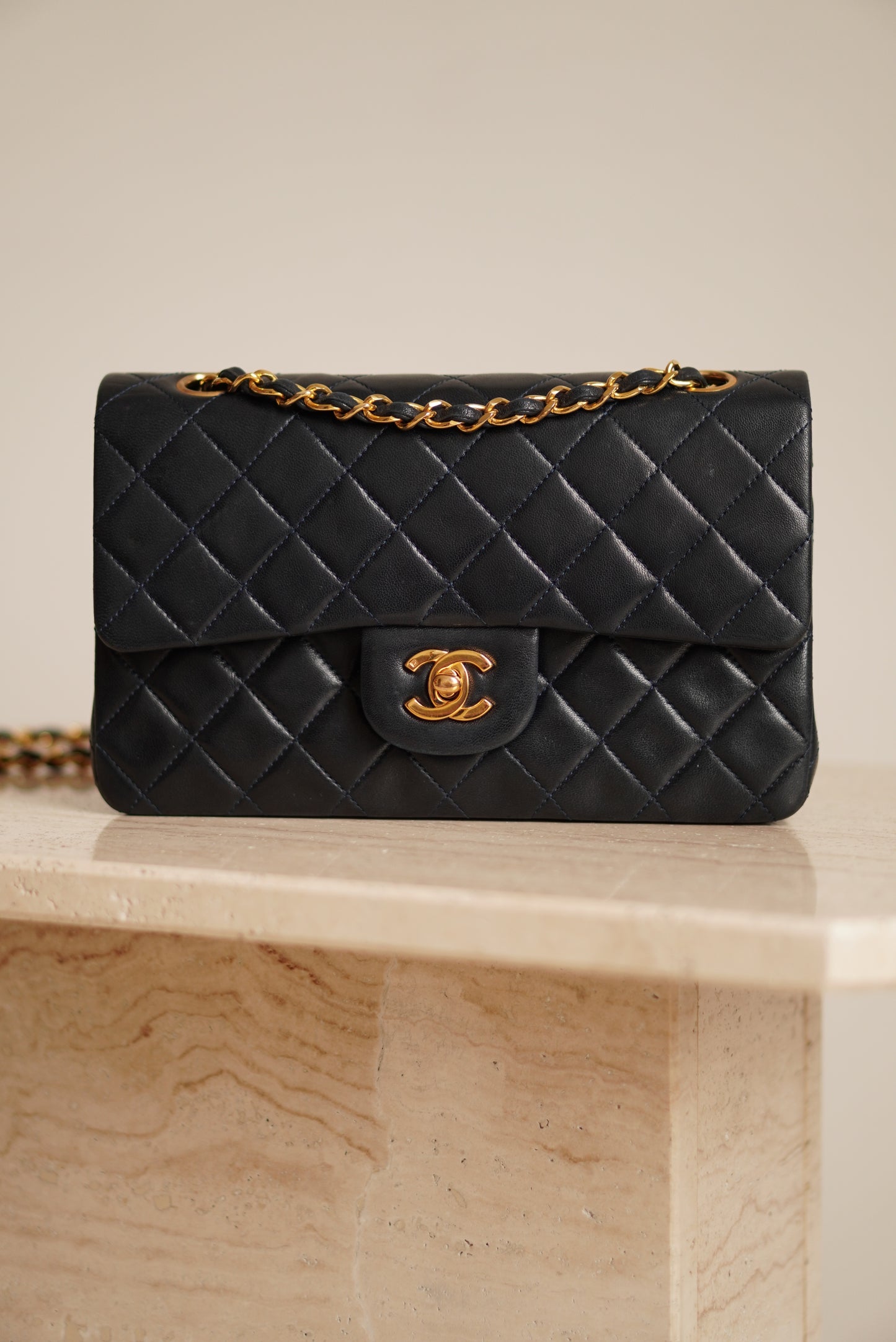CHANEL CLASSIC SMALL DOUBLE FLAP | NAVY BLUE