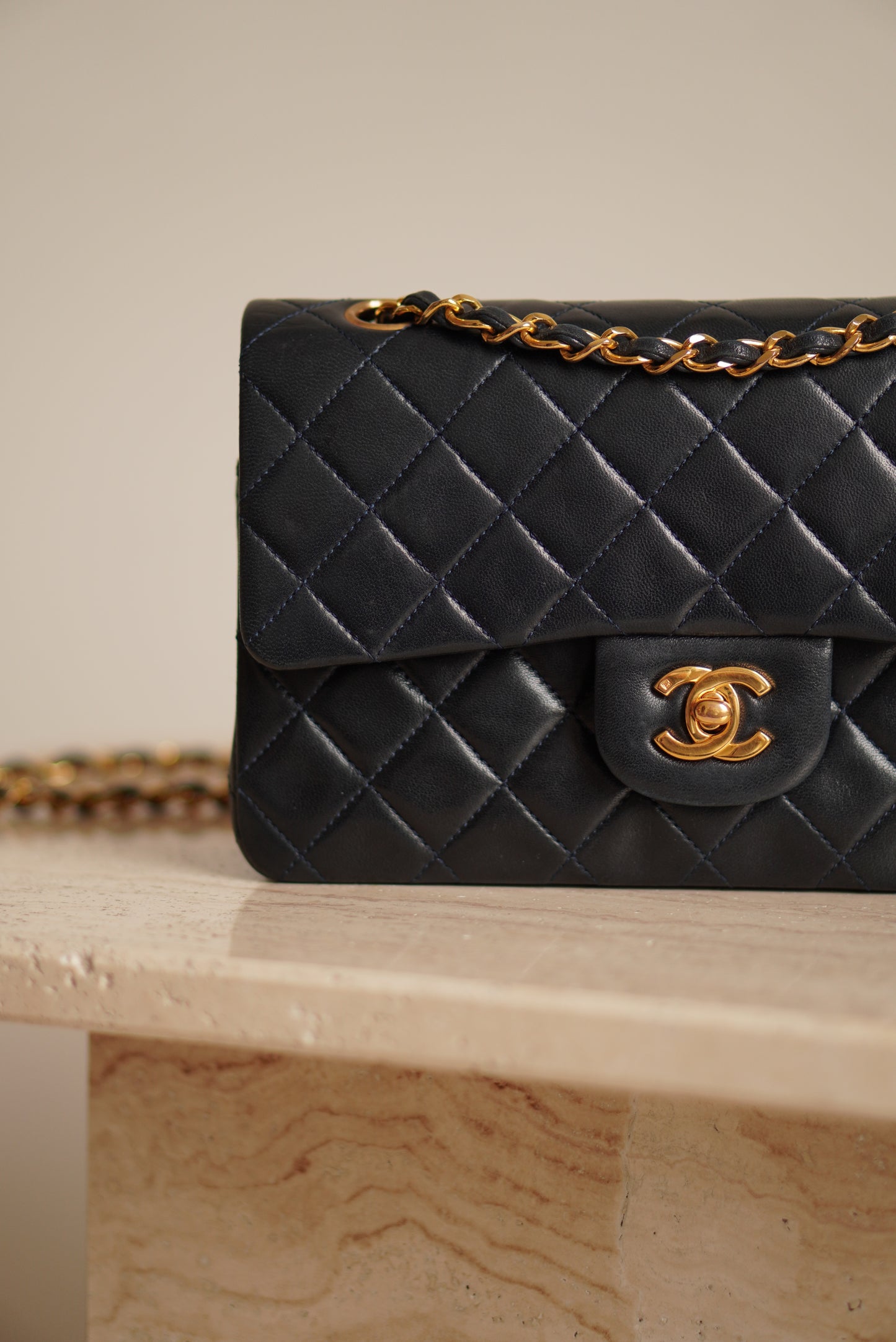 CHANEL CLASSIC SMALL DOUBLE FLAP | NAVY BLUE