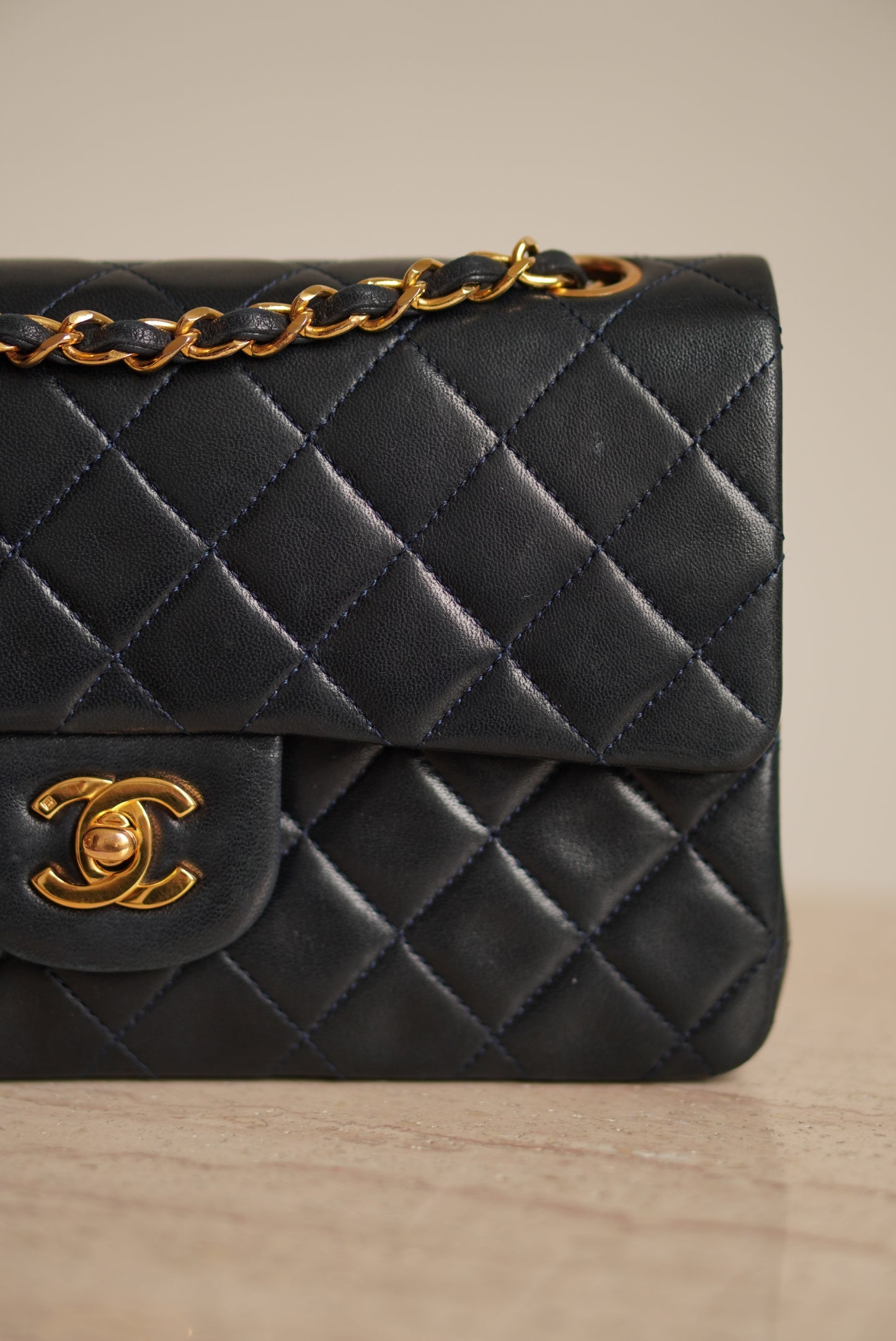 CHANEL CLASSIC SMALL DOUBLE FLAP | NAVY BLUE