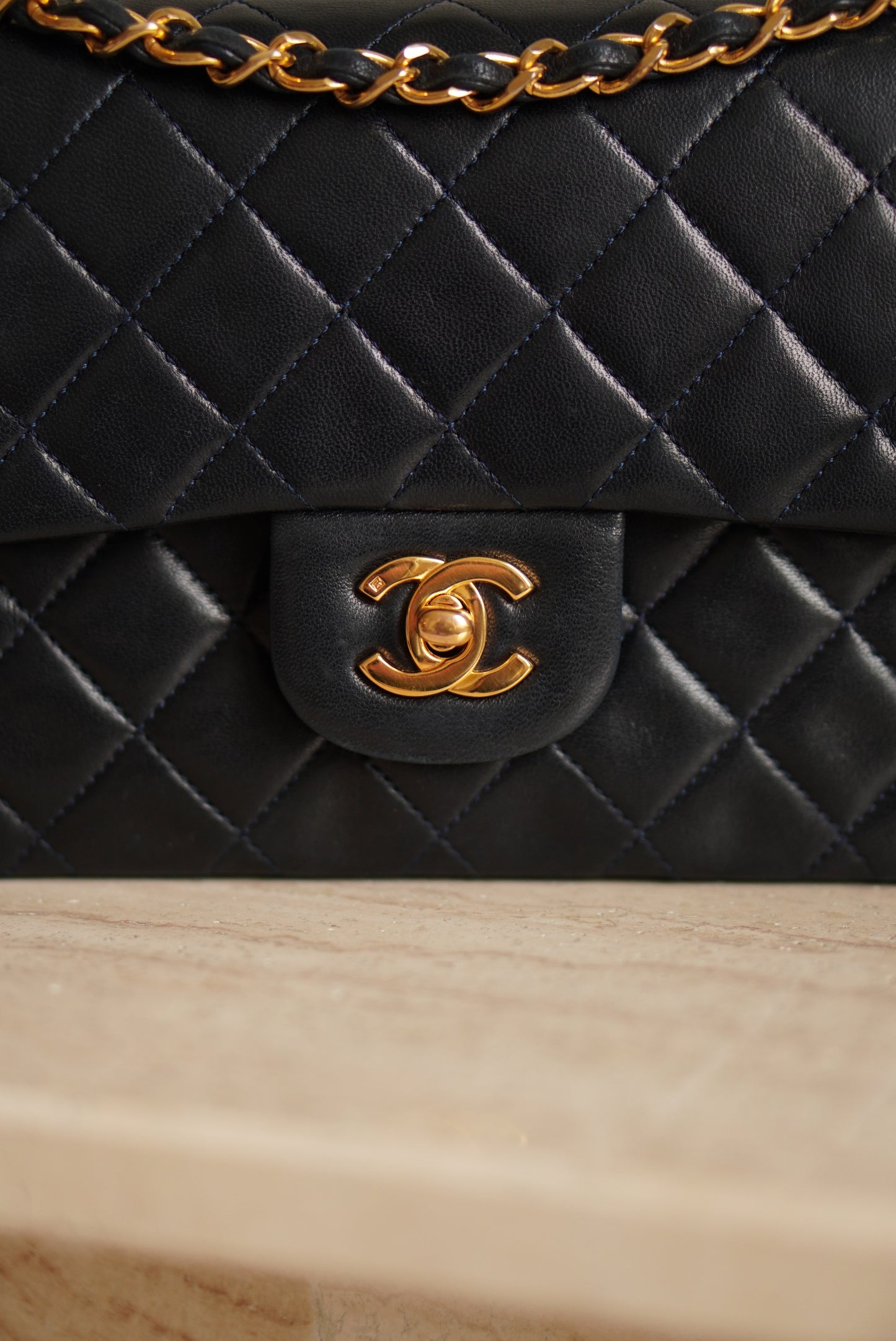 CHANEL CLASSIC SMALL DOUBLE FLAP | NAVY BLUE