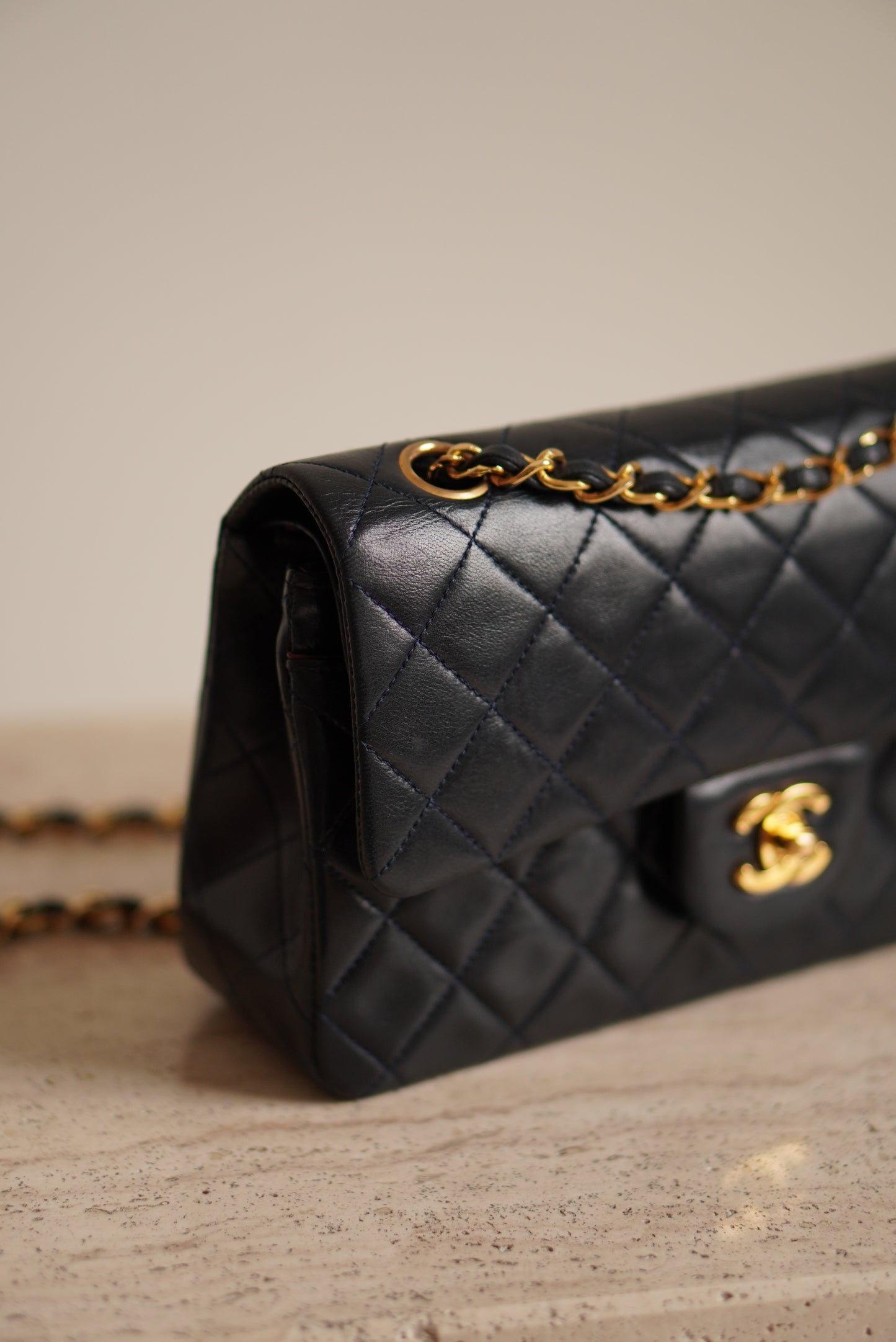CHANEL CLASSIC SMALL DOUBLE FLAP | NAVY BLUE