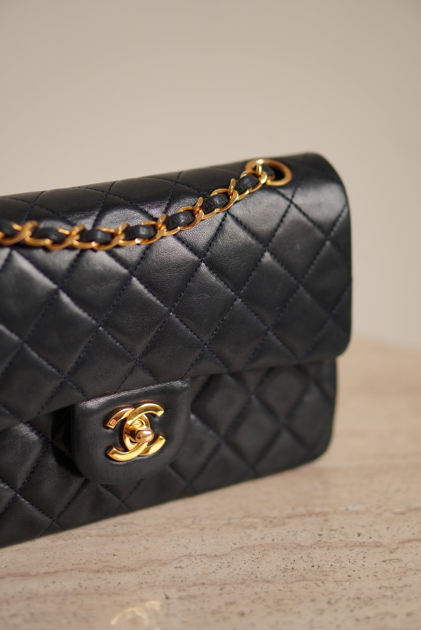 CHANEL CLASSIC SMALL DOUBLE FLAP | NAVY BLUE