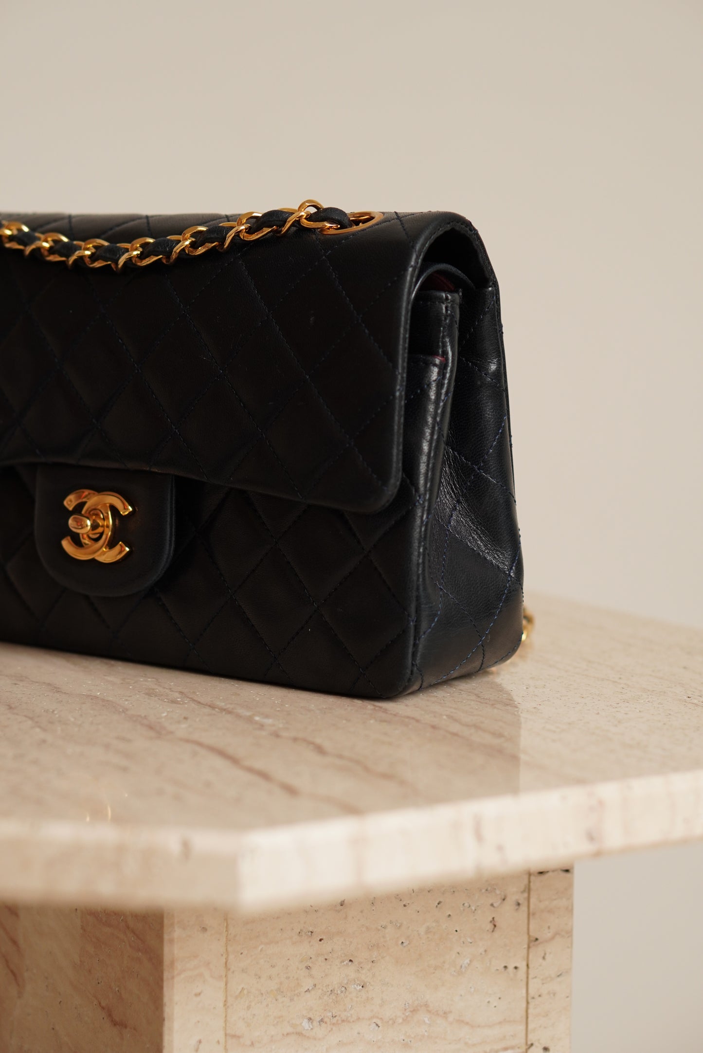 CHANEL CLASSIC SMALL DOUBLE FLAP | NAVY BLUE