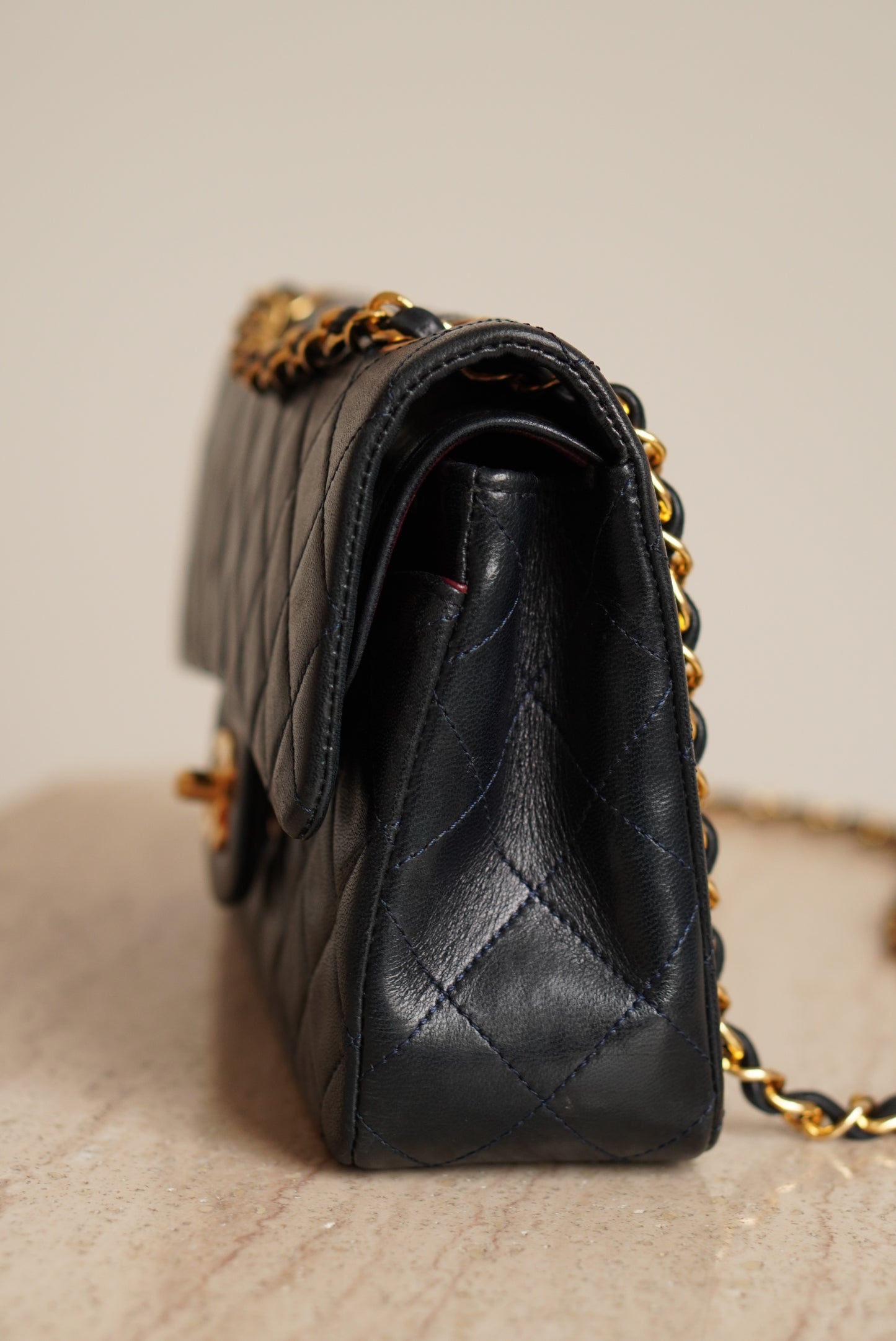CHANEL CLASSIC SMALL DOUBLE FLAP | NAVY BLUE