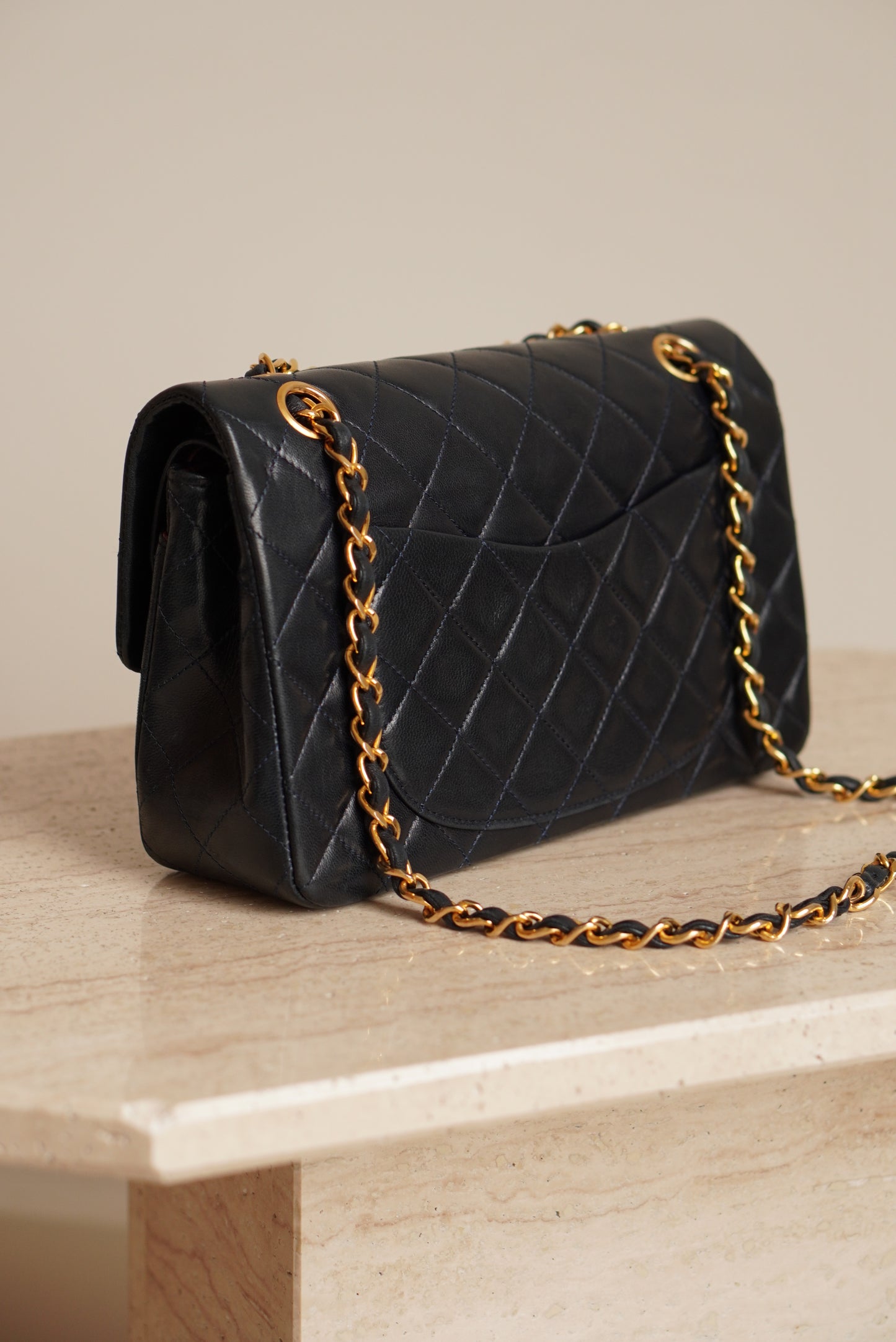 CHANEL CLASSIC SMALL DOUBLE FLAP | NAVY BLUE