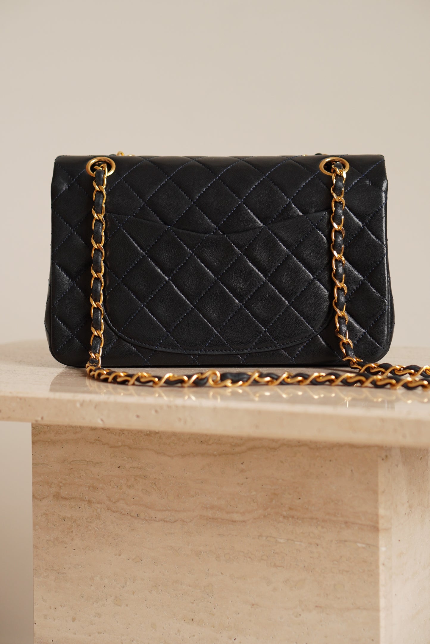 CHANEL CLASSIC SMALL DOUBLE FLAP | NAVY BLUE
