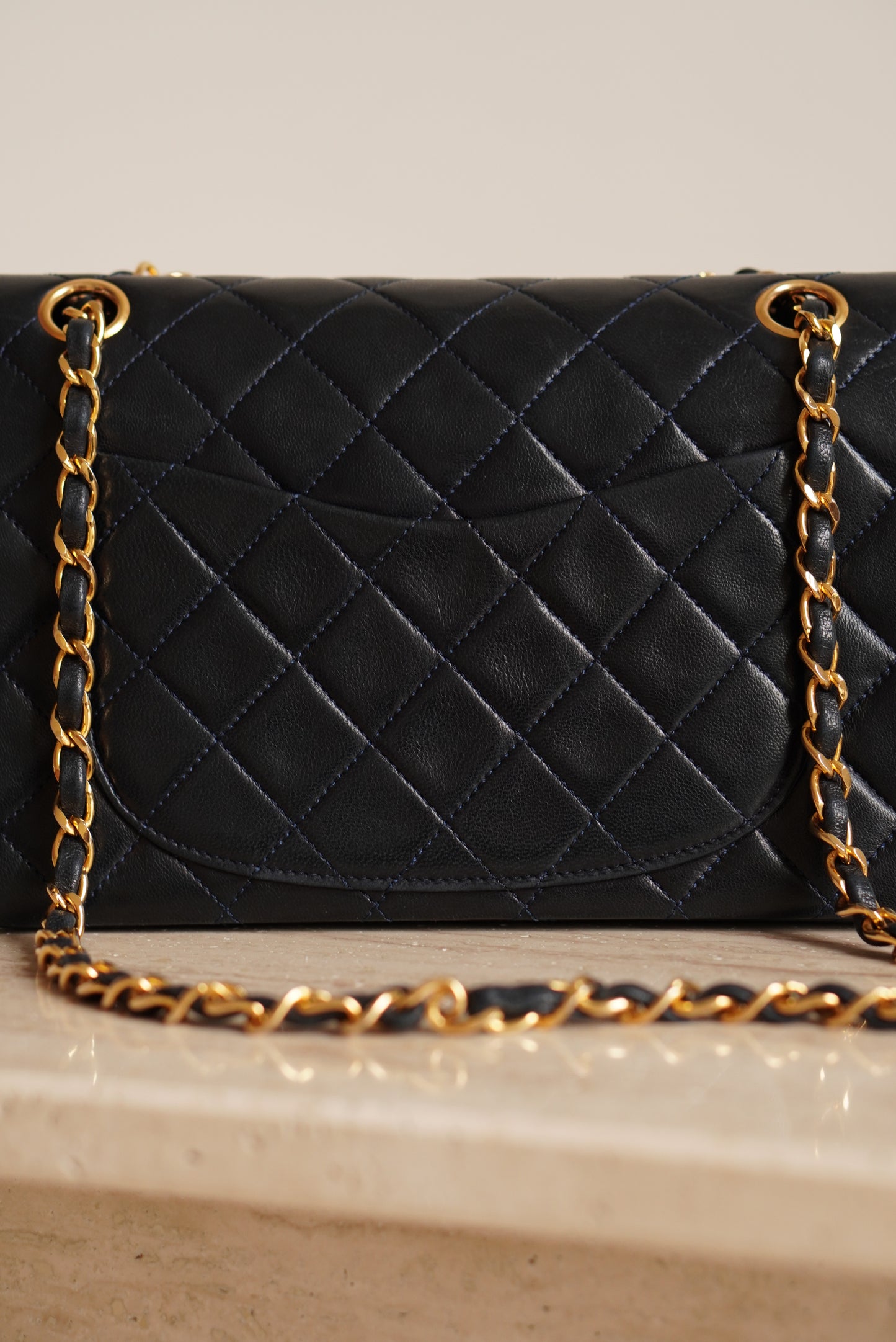 CHANEL CLASSIC SMALL DOUBLE FLAP | NAVY BLUE