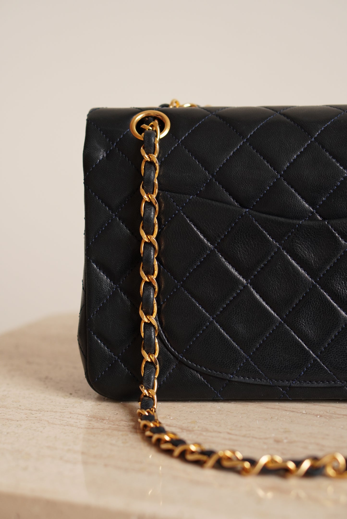 CHANEL CLASSIC SMALL DOUBLE FLAP | NAVY BLUE