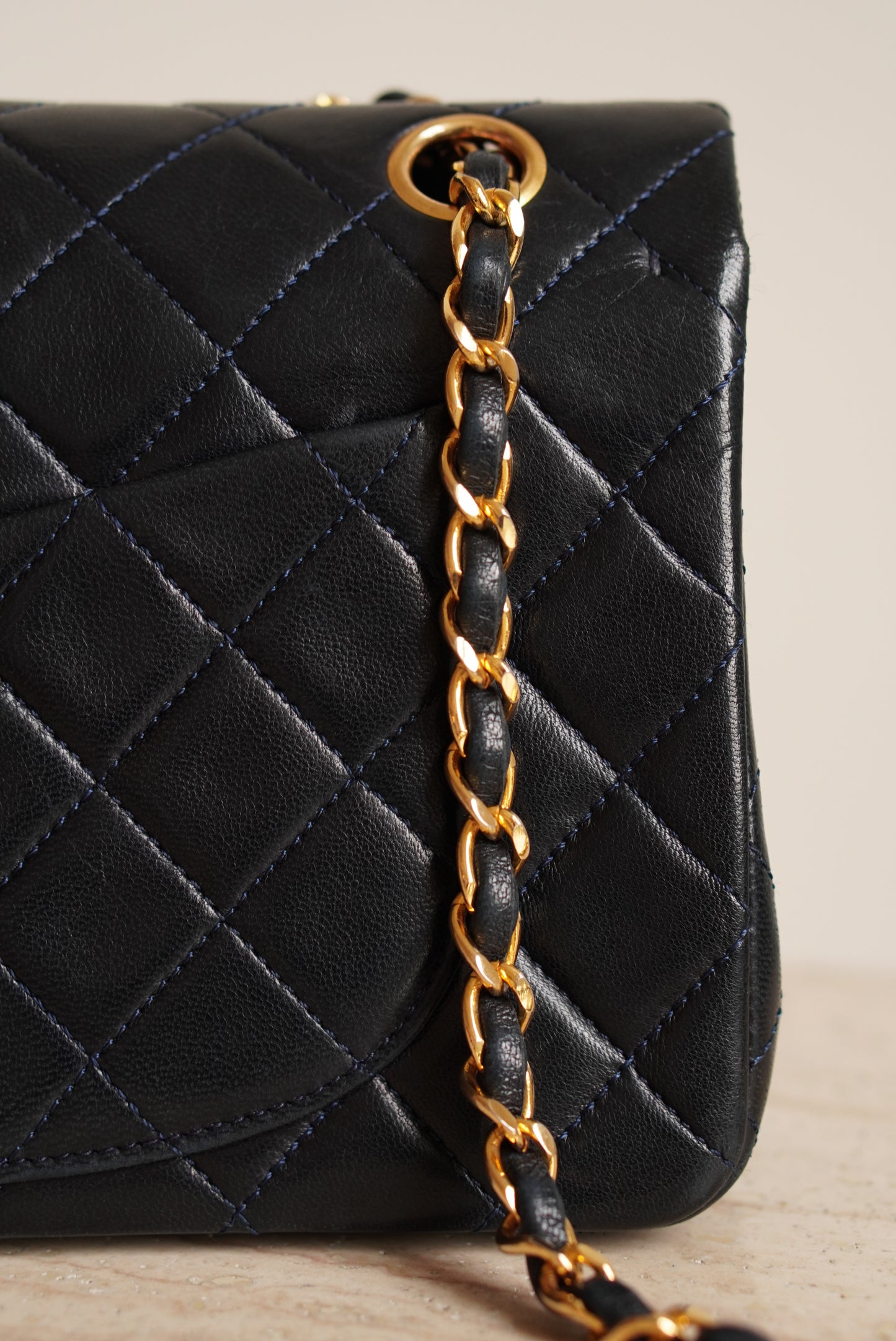 CHANEL CLASSIC SMALL DOUBLE FLAP | NAVY BLUE
