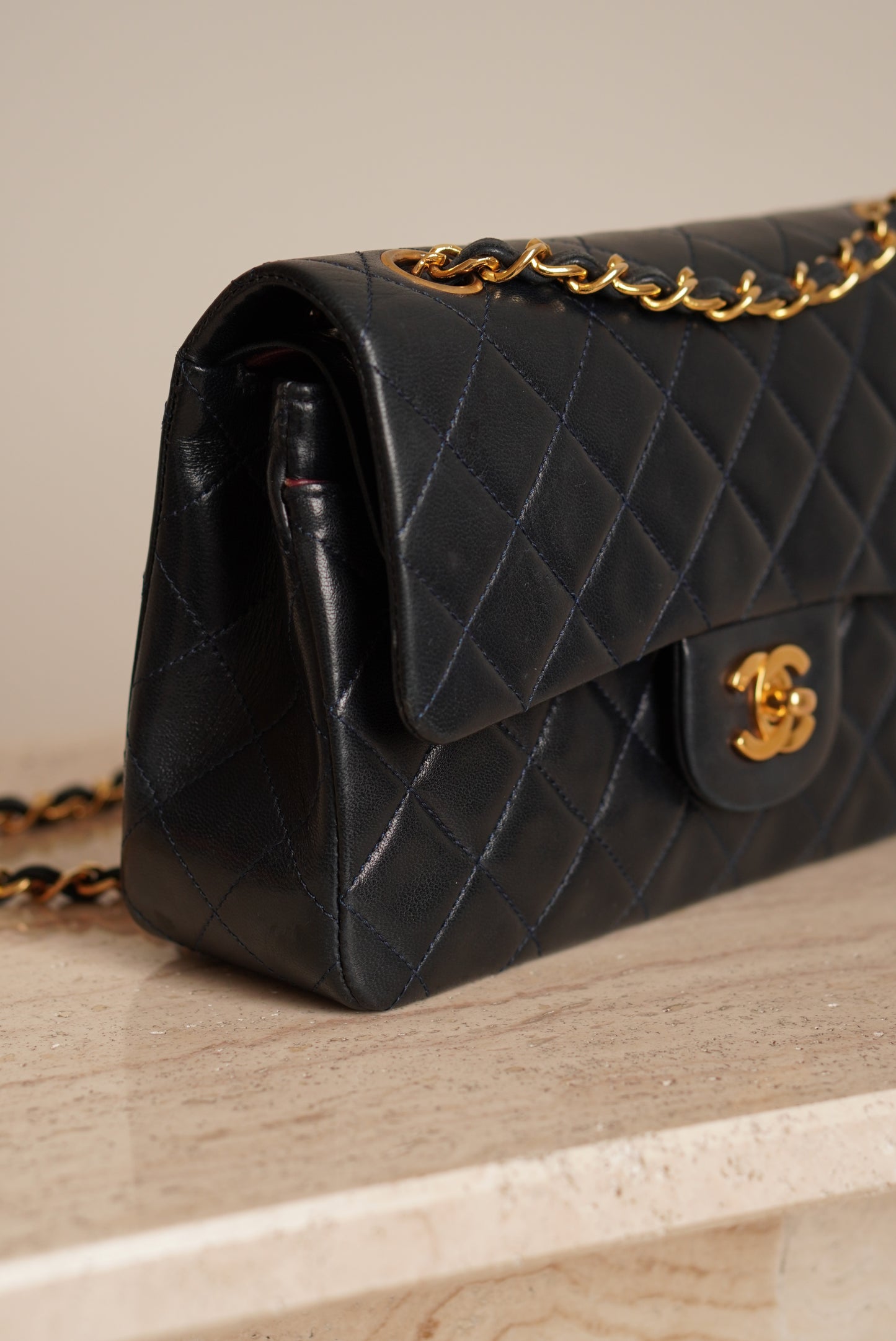 CHANEL CLASSIC SMALL DOUBLE FLAP | NAVY BLUE