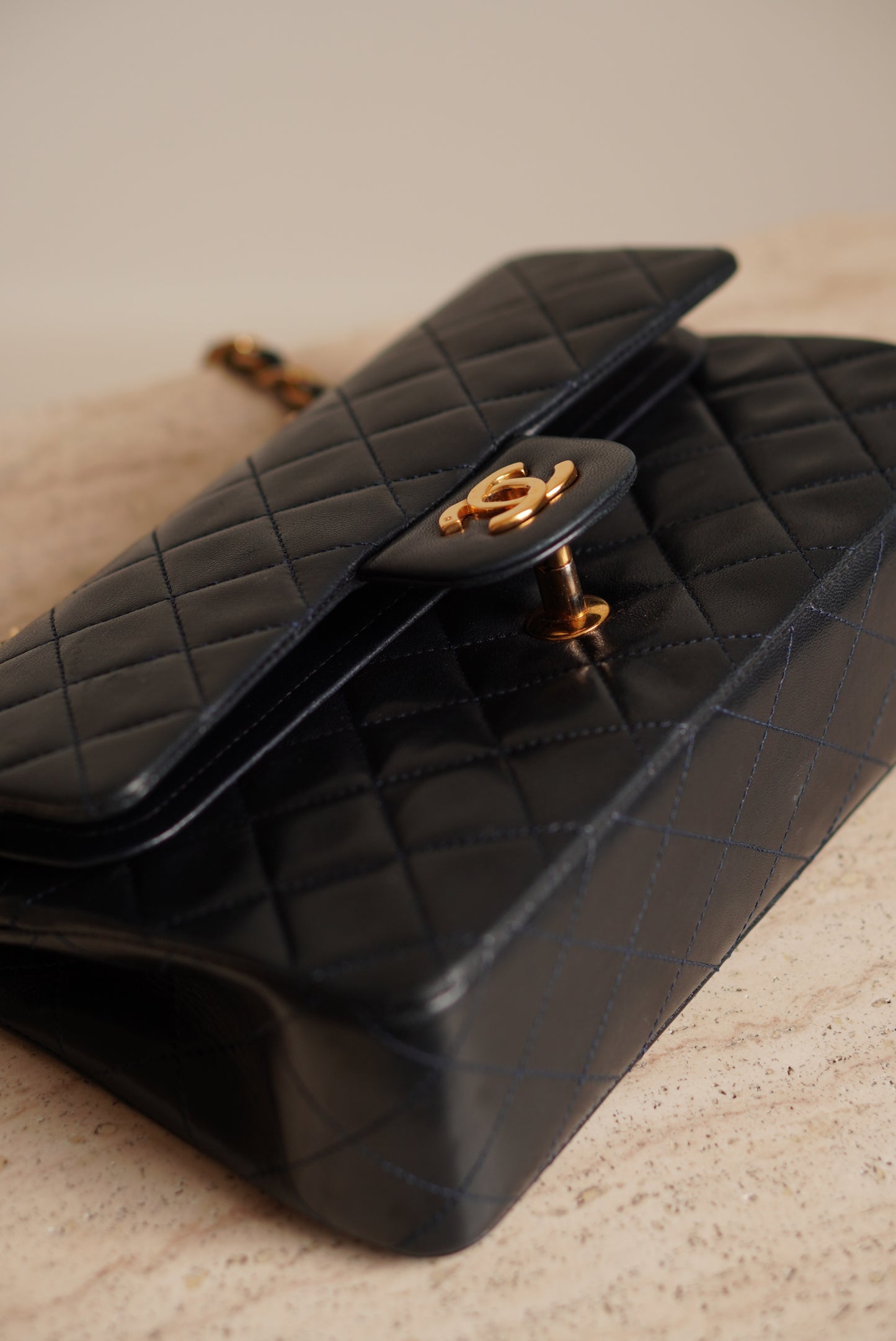 CHANEL CLASSIC SMALL DOUBLE FLAP | NAVY BLUE
