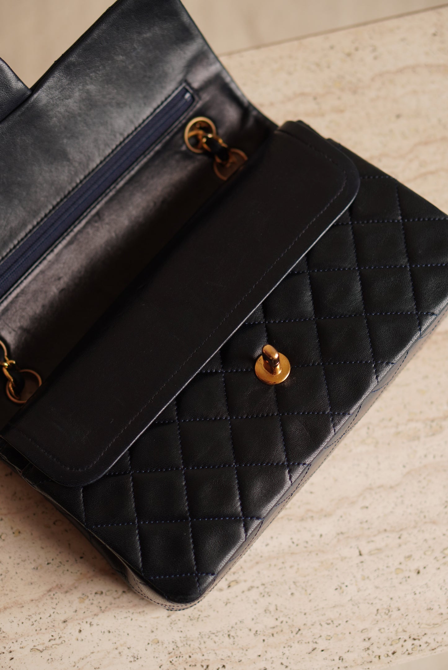 CHANEL CLASSIC SMALL DOUBLE FLAP | NAVY BLUE