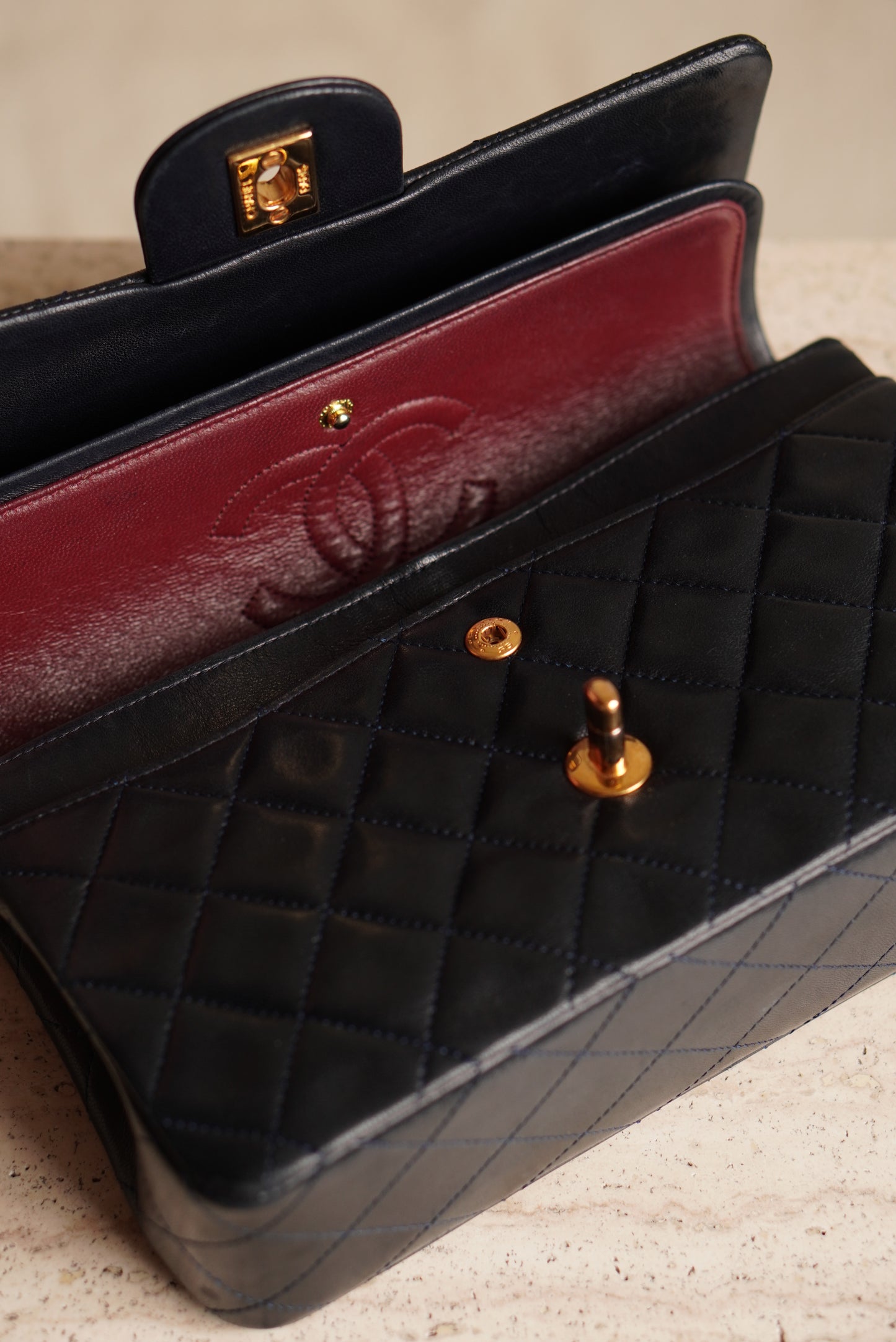 CHANEL CLASSIC SMALL DOUBLE FLAP | NAVY BLUE