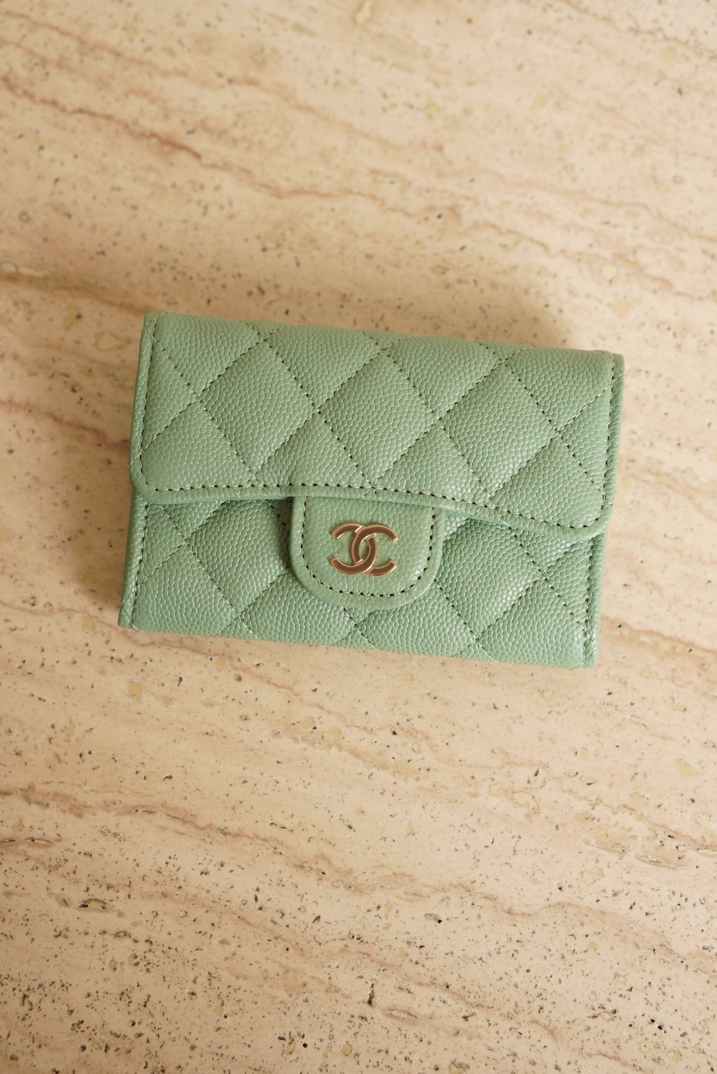 CHANEL FLAP CARD HOLDER | MINT GREEN
