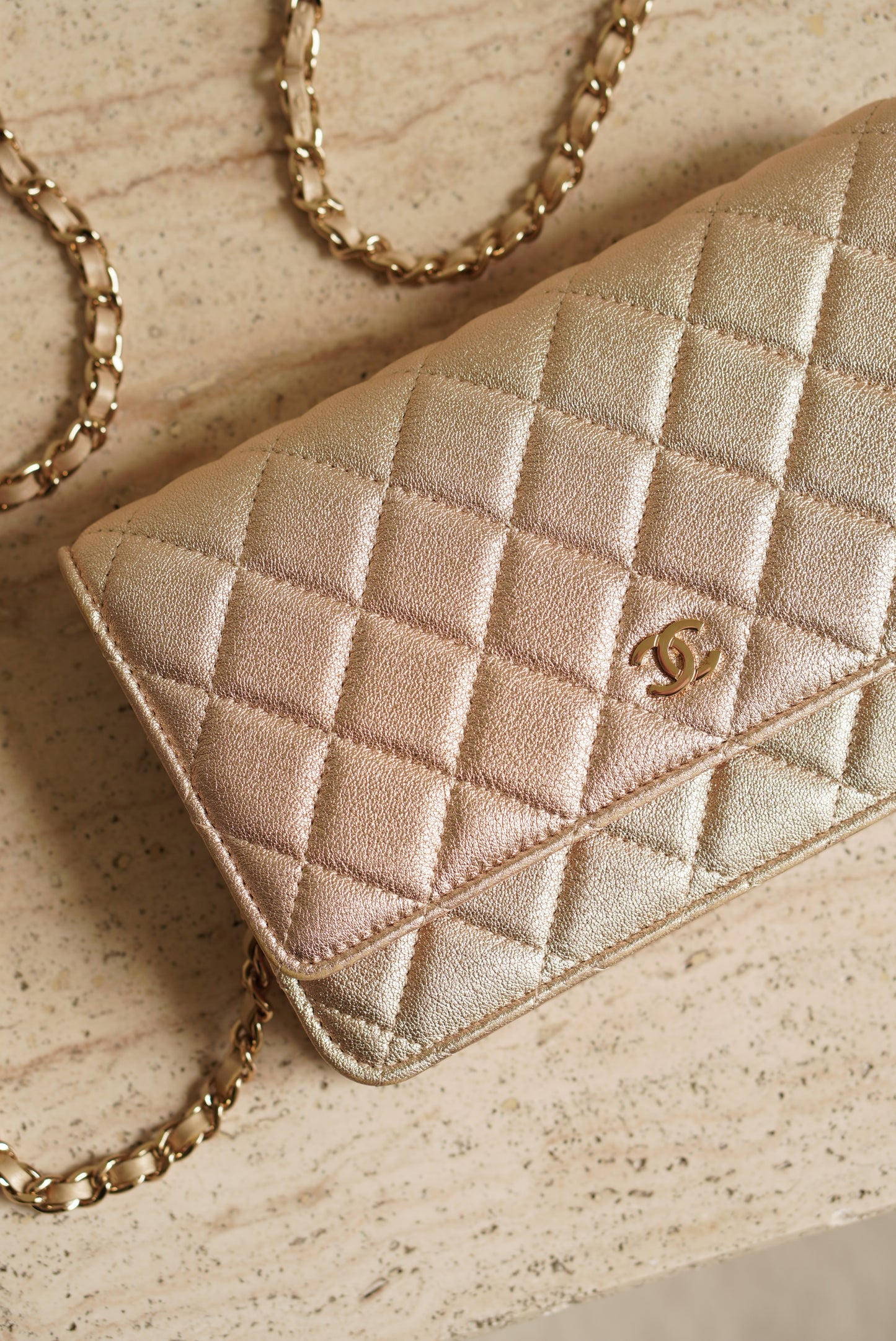 CHANEL WALLET ON CHAIN | METALLIC GOLD