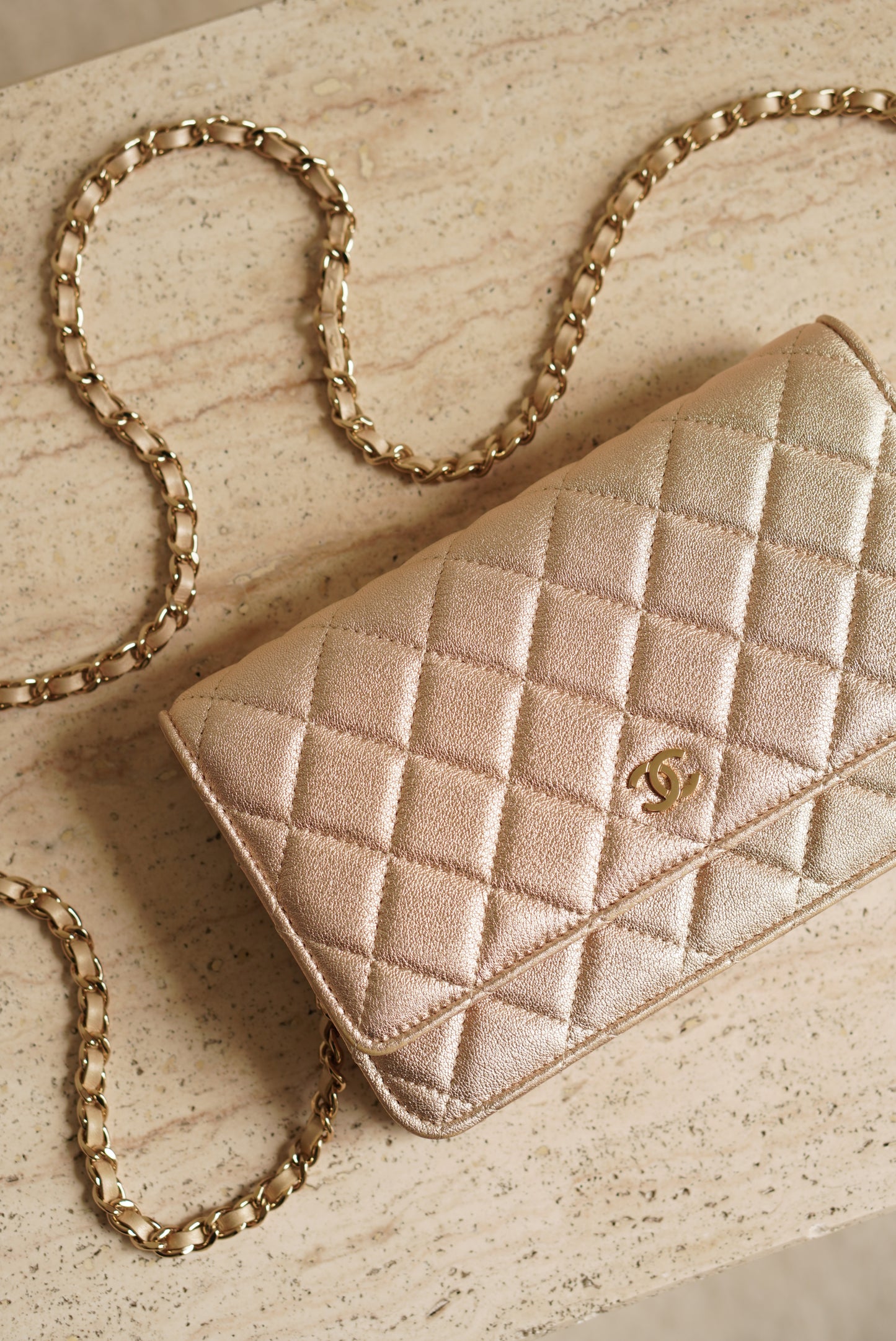 CHANEL WALLET ON CHAIN | METALLIC GOLD