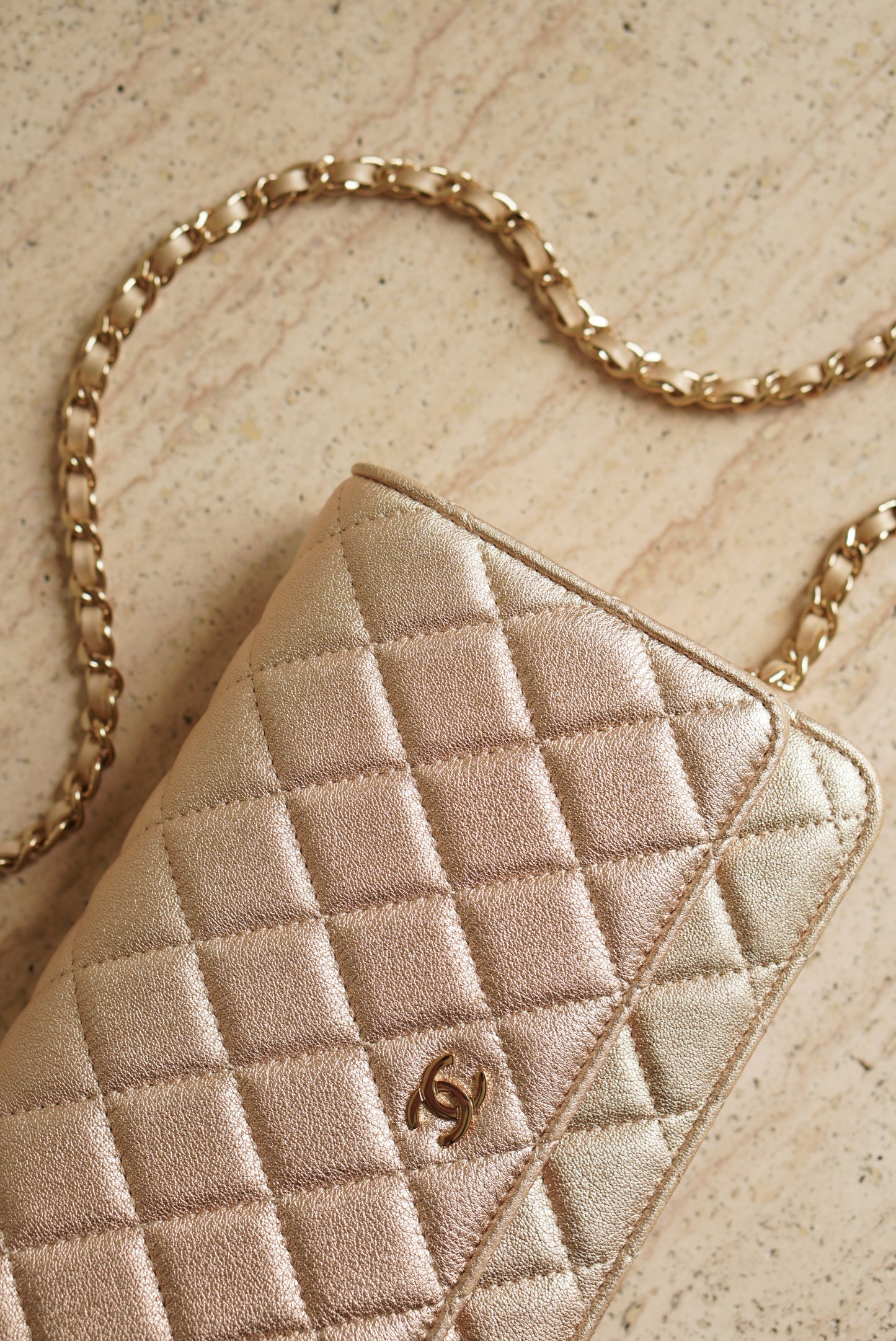 CHANEL WALLET ON CHAIN | METALLIC GOLD